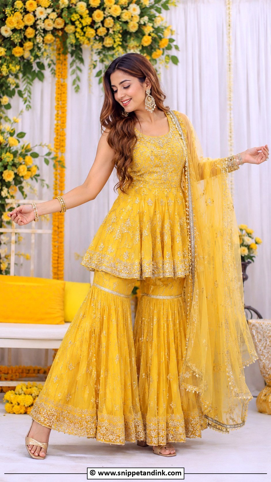 Peplum Top And Sharara Dholki Outfit - Snippet and Ink - 30 Dholki Outfit Ideas