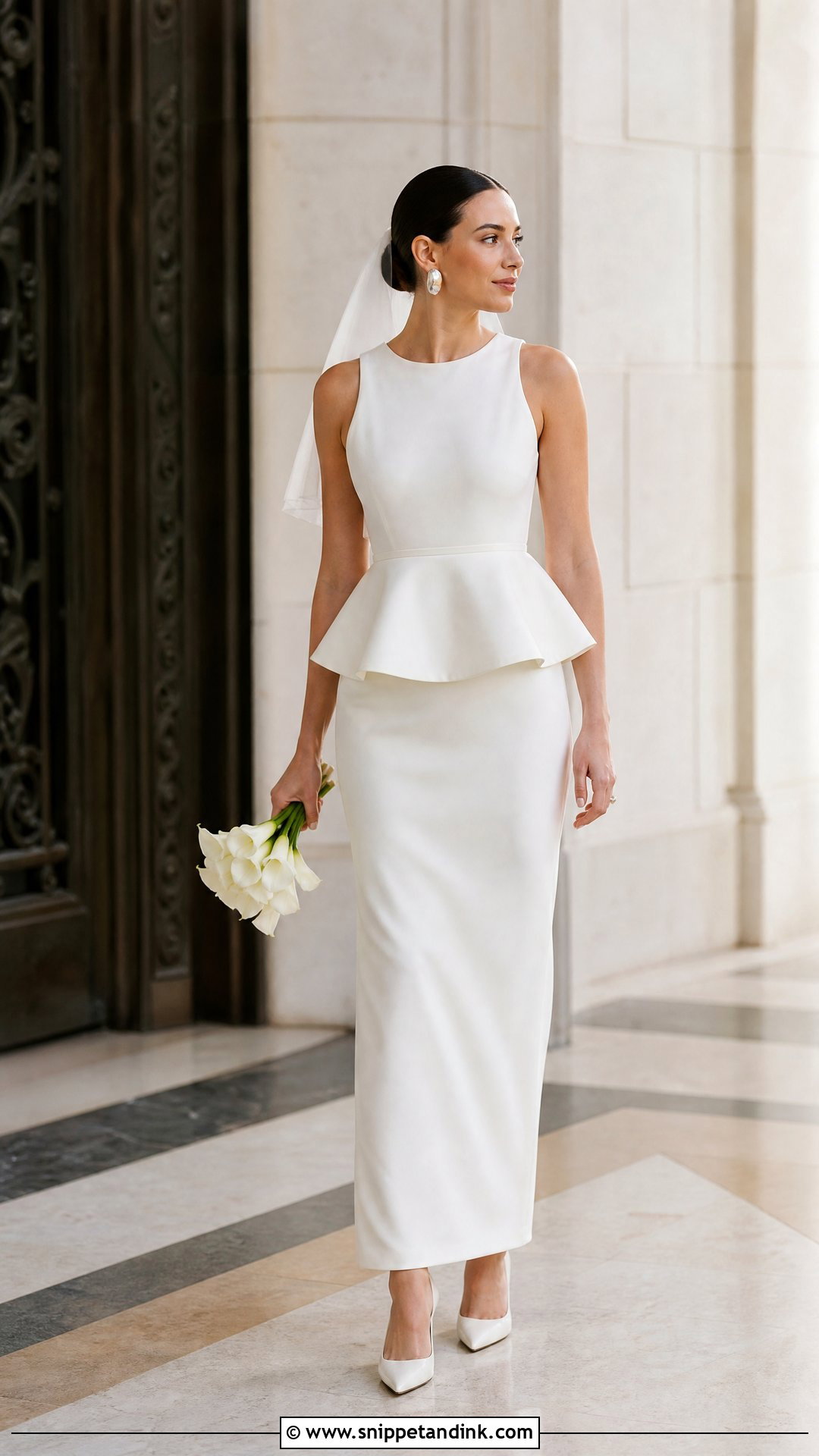 Peplum Top And Slim Wedding Skirt - Snippet and Ink - 20 Two Piece Wedding Dresses