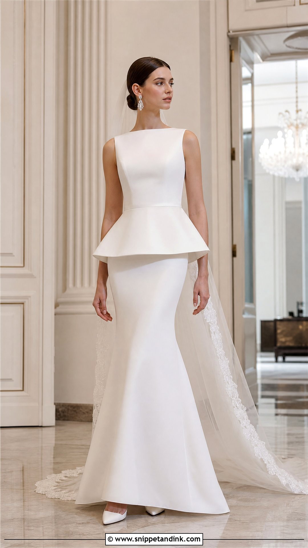 Peplum Top And Trumpet Skirt Wedding Dress - Snippet and Ink - 20 Two Pieces Wedding Dress Ideas