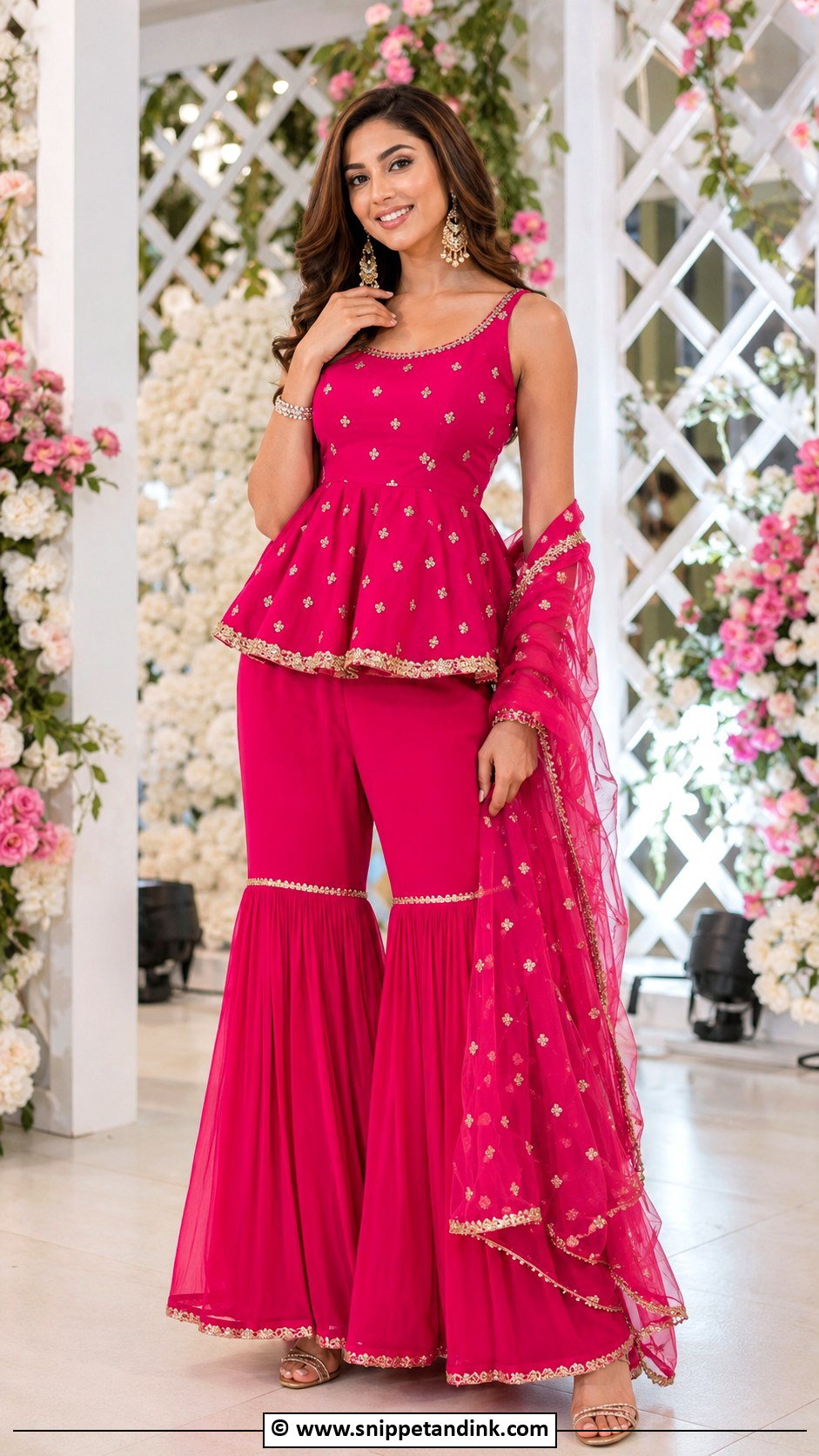 Peplum Top Sharara Sangeet Outfit - Snippet and Ink - 30 Sangeet Outfits for Women