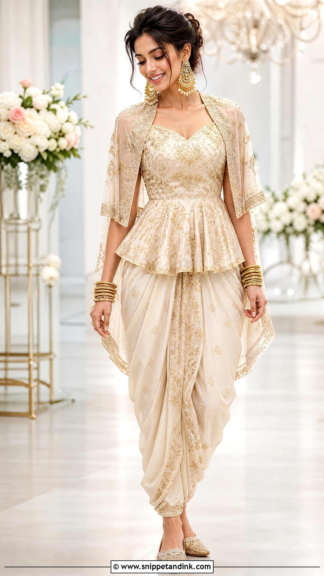 Peplum Top With Dhoti Pants - Snippet and Ink - 20 Sangeet Outfit Ideas for Bride