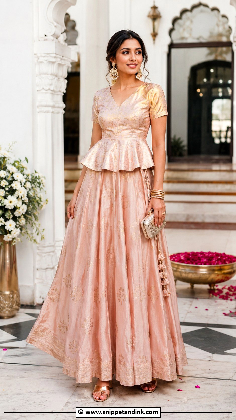 Peplum Top With Lehenga Outfit - Snippet and Ink - 30 Indowestern Wedding Outfits Women