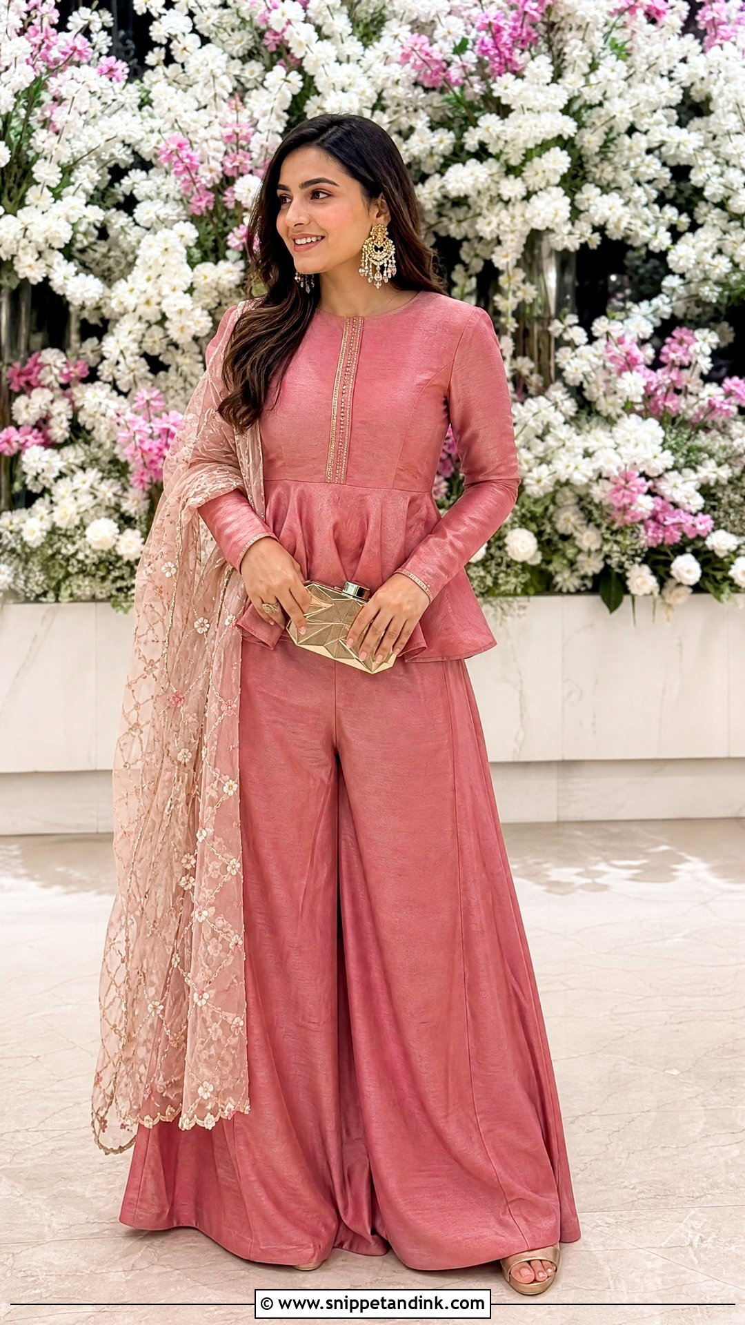 Peplum Top With Palazzo Pants - Snippet and Ink - 20 Palazos Outfit Indian Wedding Ideas