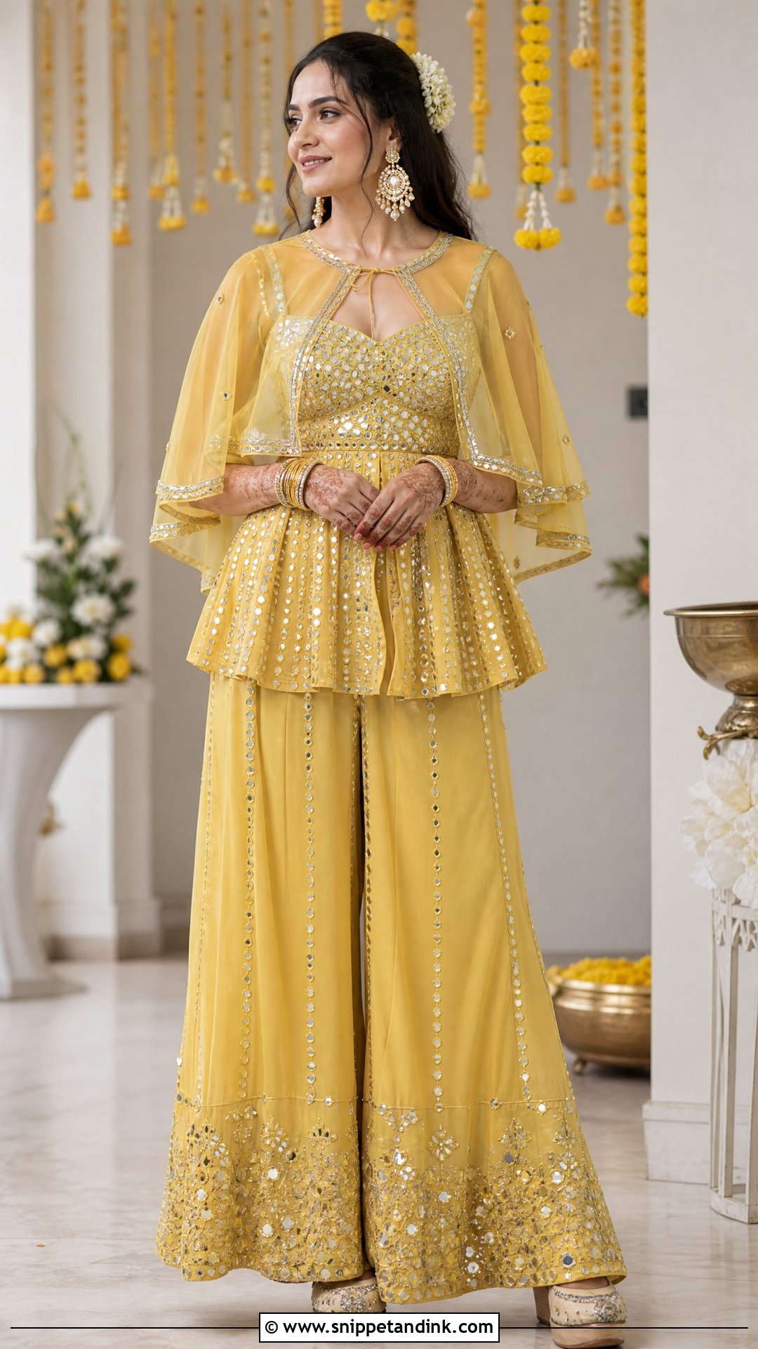 Peplum Top With Palazzo Pants - Snippet and Ink - 20 Western Pithi Outfit Brides Ideas