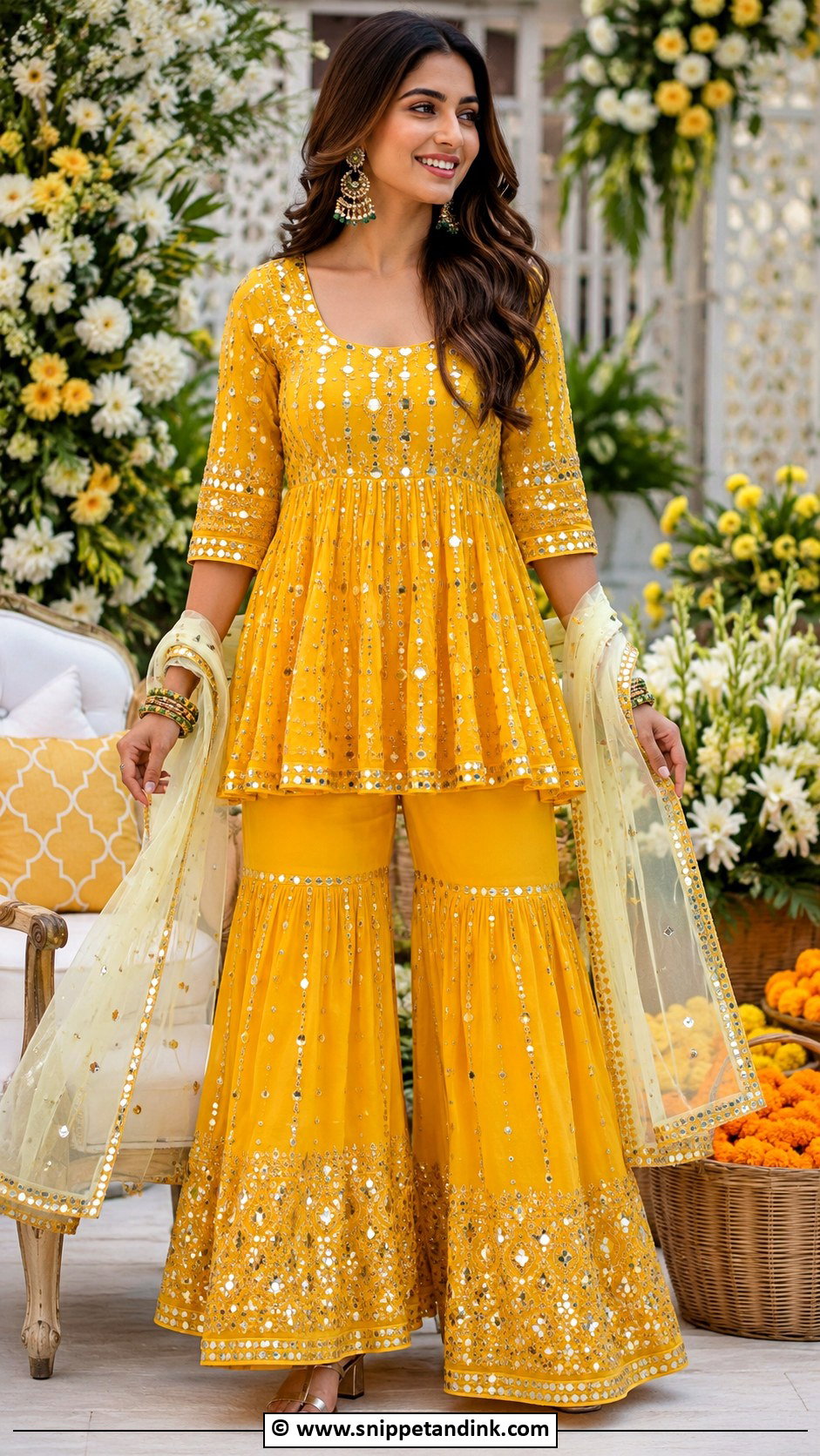 Peplum Top With Sharara For Mehendi - Snippet and Ink - 30 Mehendi Dress Ideas
