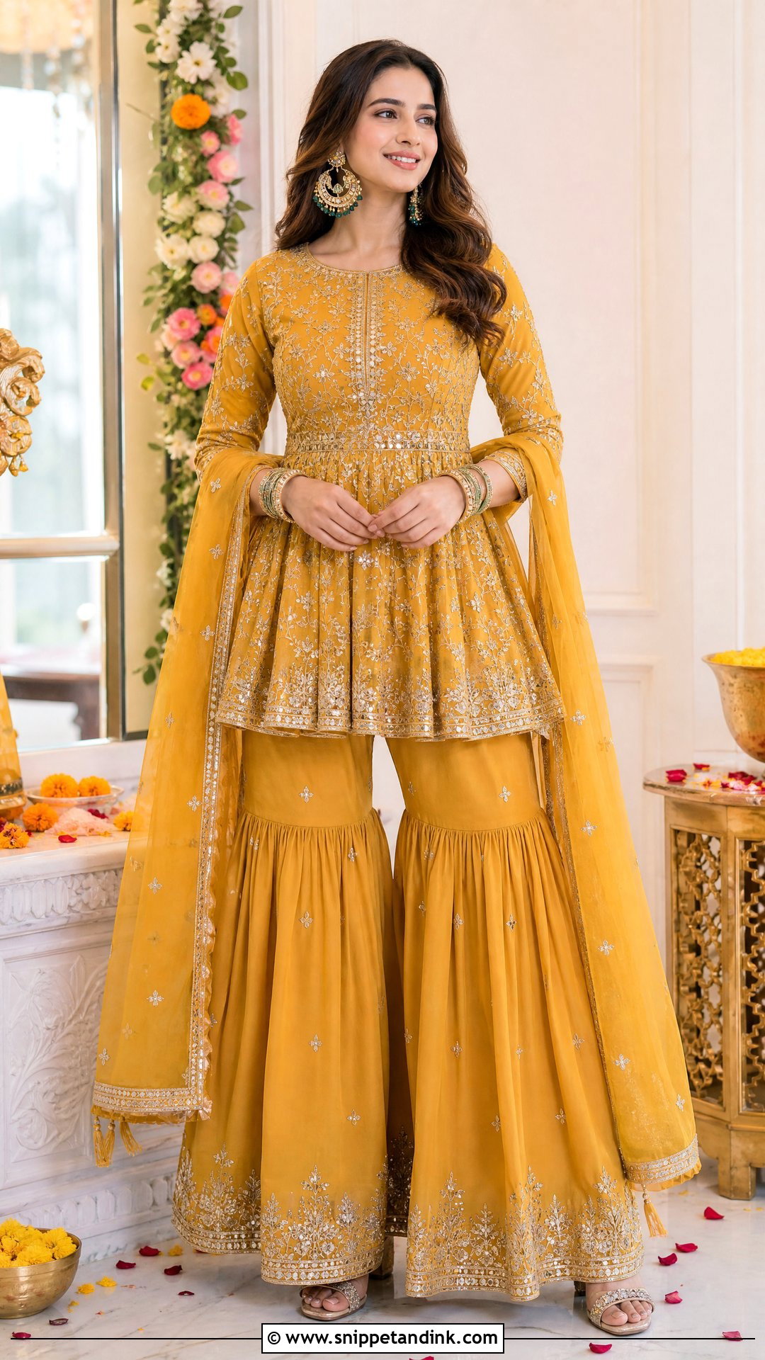 Peplum Top With Sharara Outfit - Snippet and Ink - 25 Desi Wedding Clothes Ideas