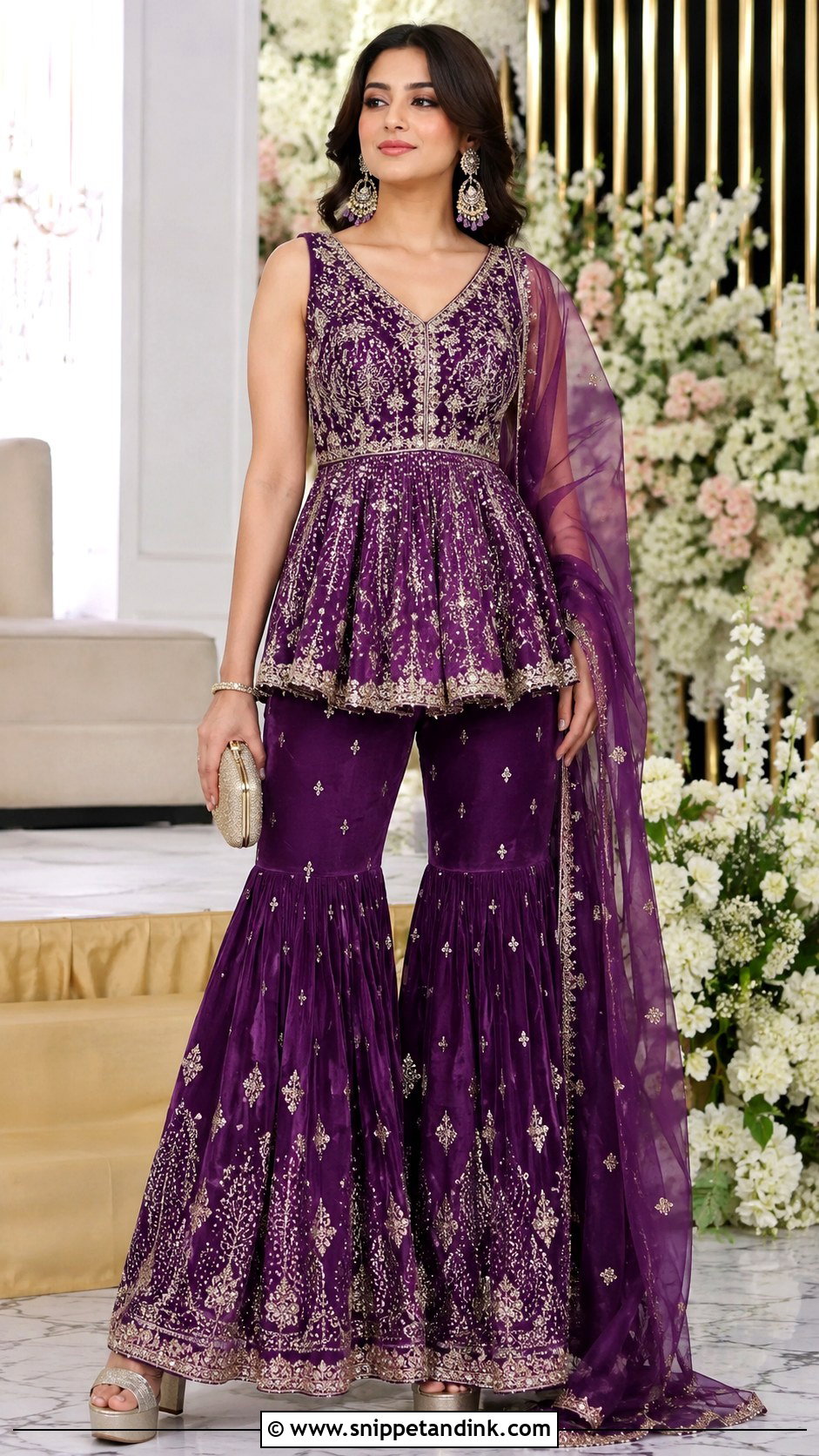 Peplum Top With Sharara for Wedding - Snippet and Ink - 20 Indian Outfit for Wedding Ideas