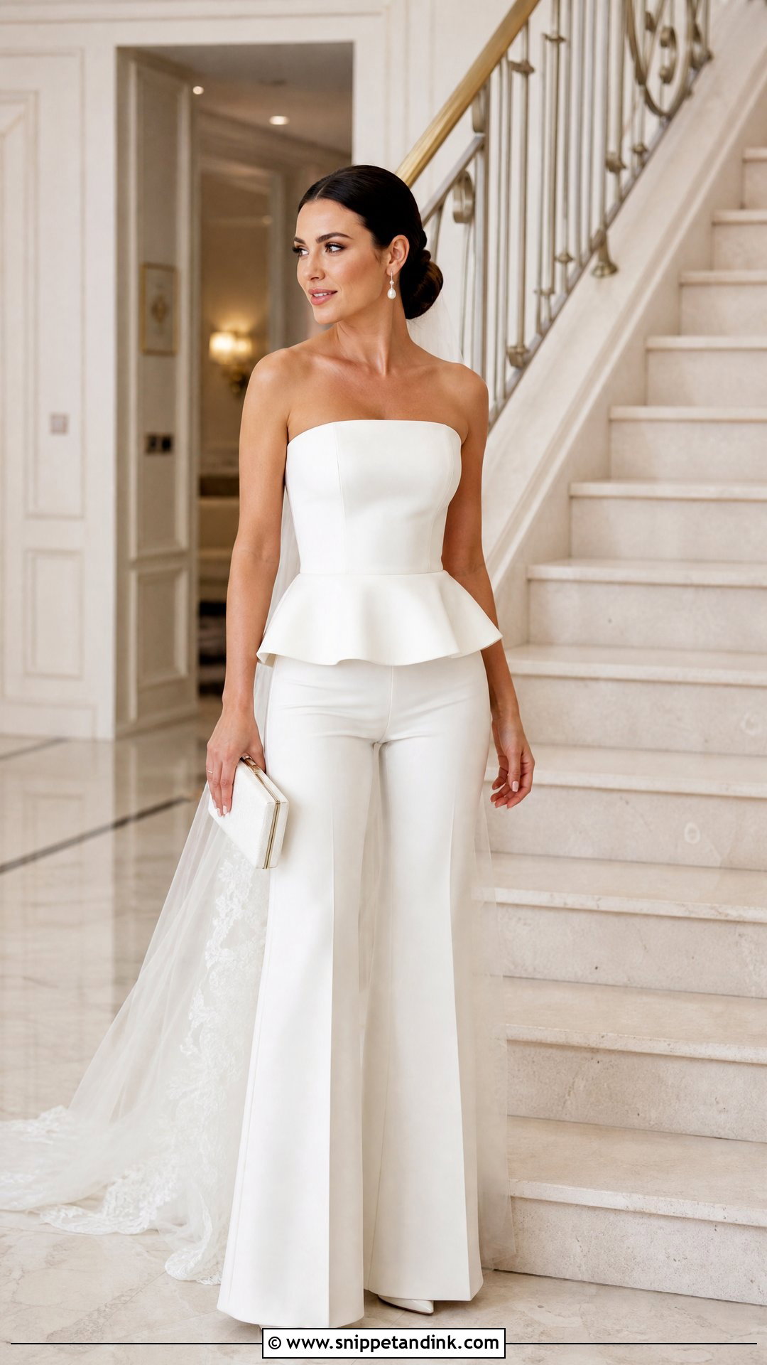 Peplum Top With Wedding Trousers - Snippet and Ink - 20 Wedding Trousers Brides Ideas