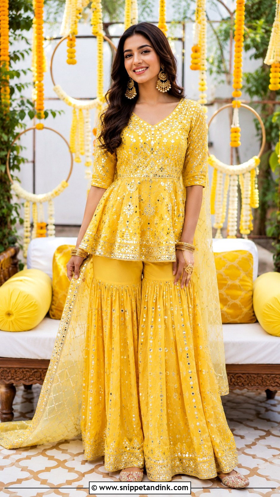 Peplum Top and Sharara for Mehendi Function - Snippet and Ink - 25 Outfit for Mehendi Function Ideas