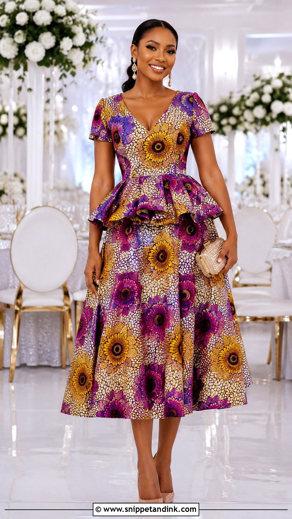 Peplum Waist Ankara Flared Gown - Snippet and Ink - 20 Ankara Fled Gown Ideas