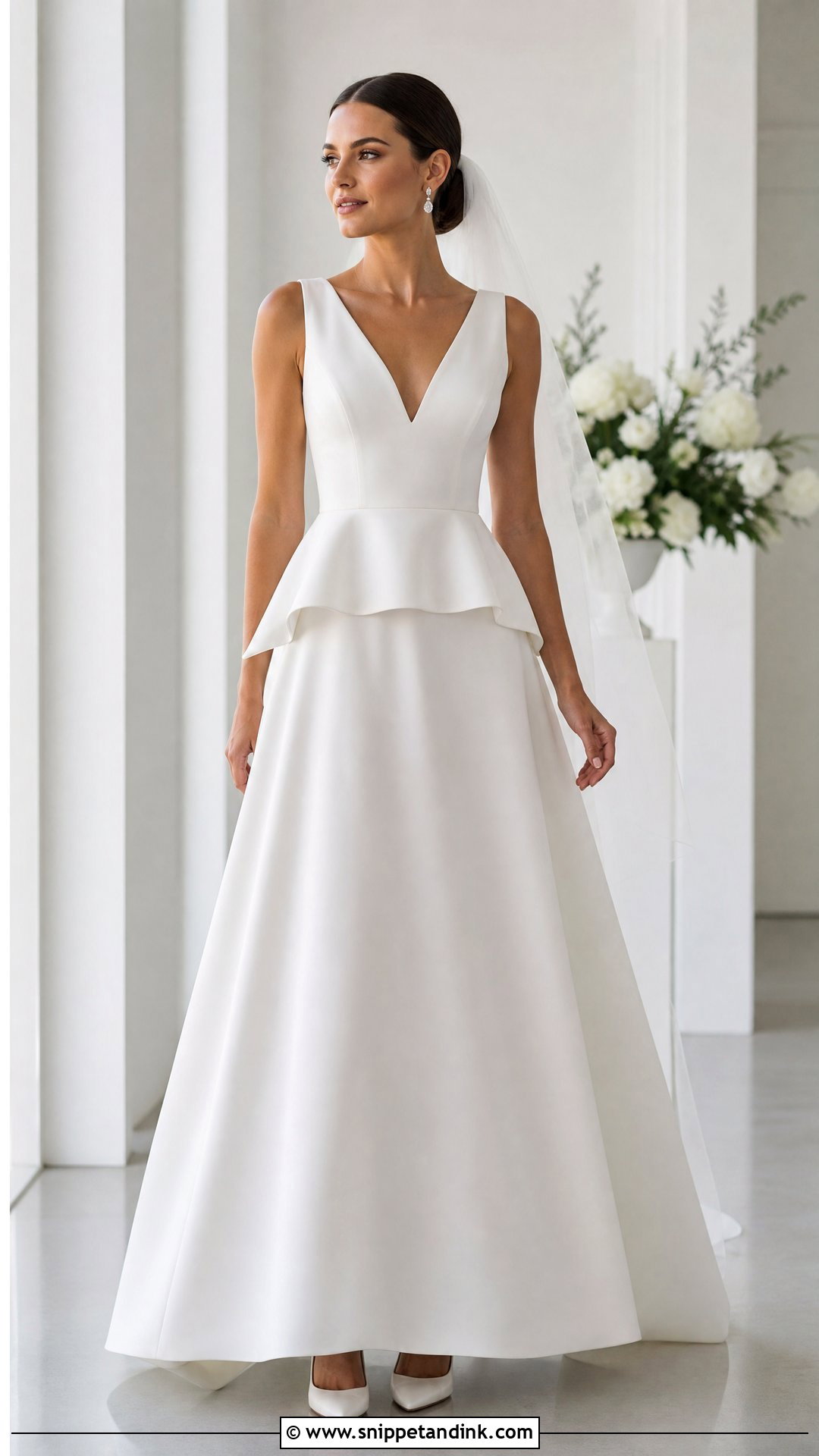 Peplum Wedding Dress With A Line Skirt - Snippet and Ink - 20 Wedding Dresses for Inverted Triangle