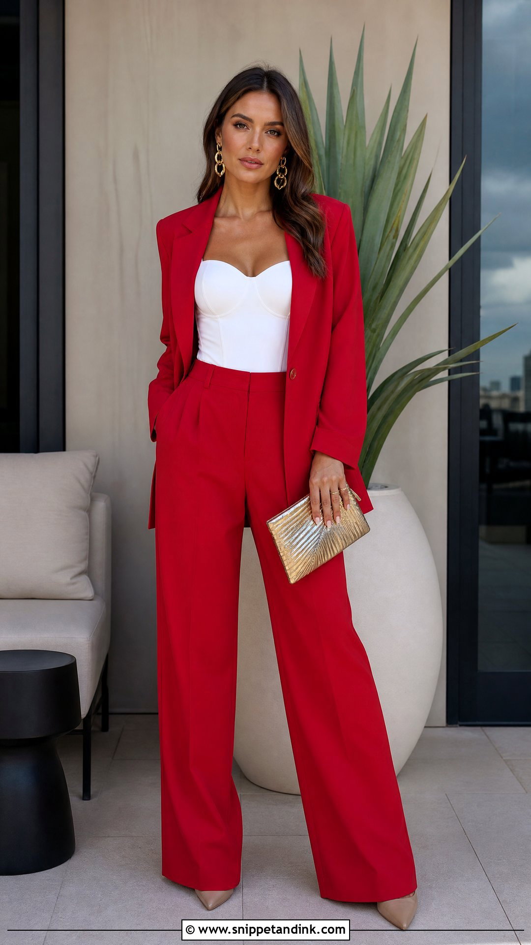 Perfect Match Bachelorette Red Blazer And Trousers Outfit - Snippet and Ink - 20 Perfect Match Bachelorette Theme Outfit Ideas
