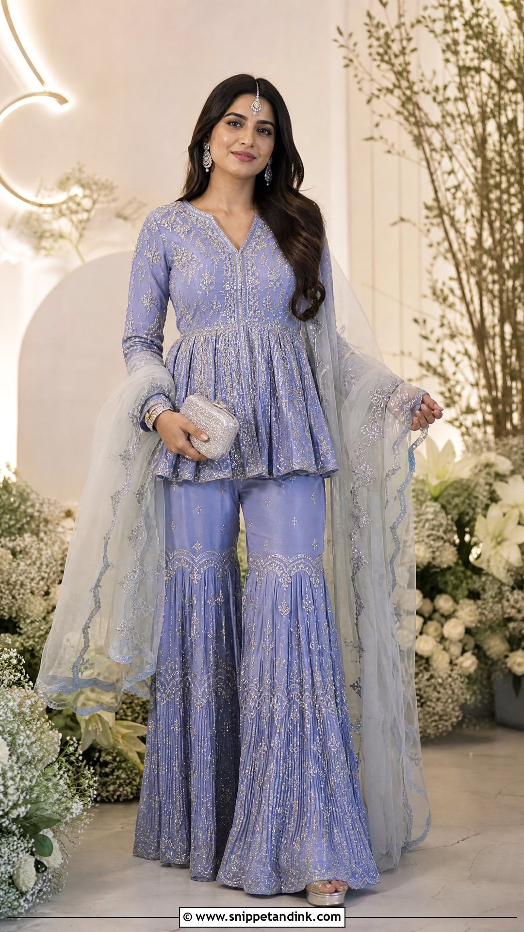 Periwinkle Peplum Sharara - Snippet and Ink - 20 Pastel Indian Wedding Dress Ideas