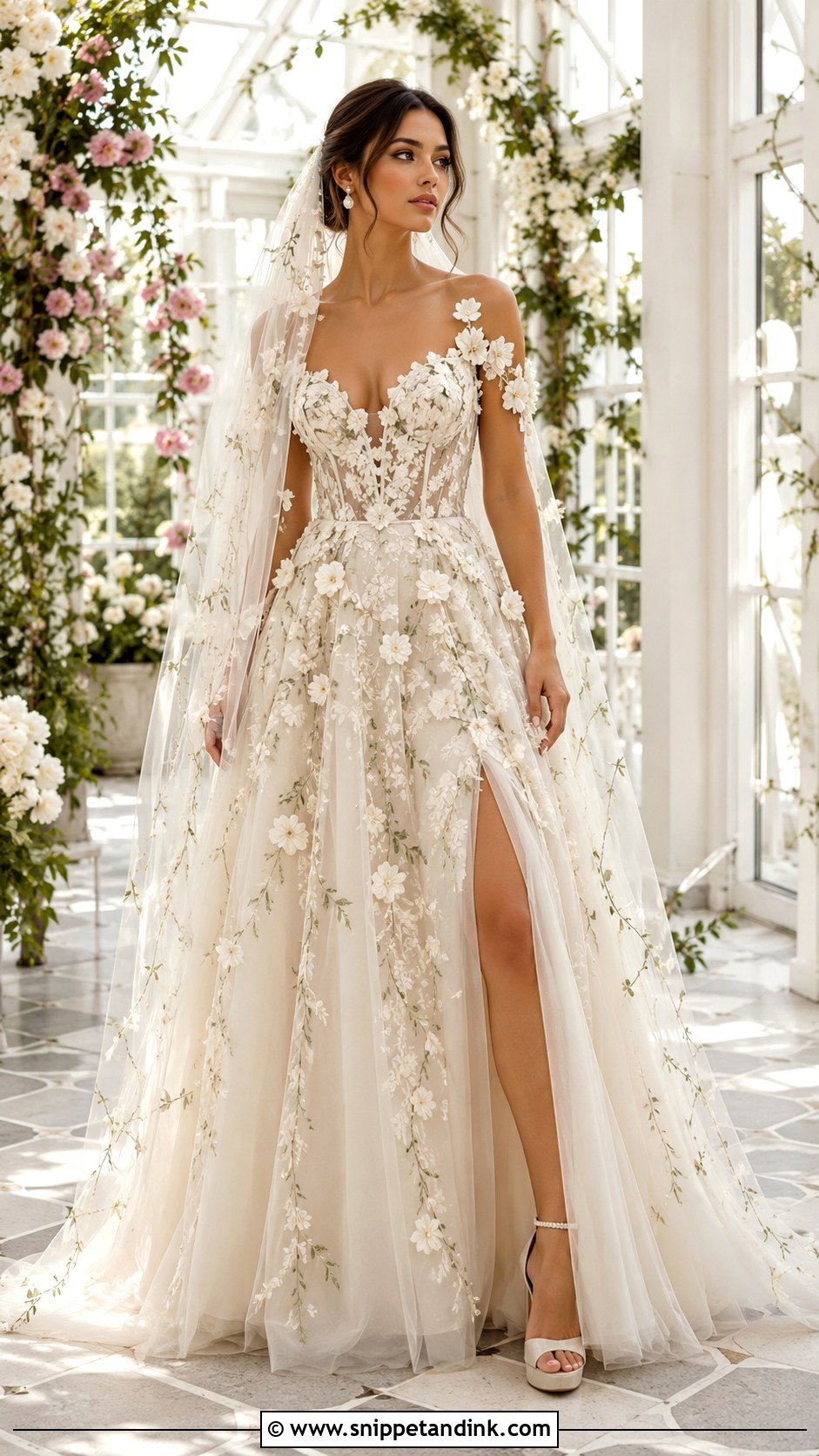 Persephone Floral Wedding Dress - Snippet and Ink - 20 Greek Goddesses Wedding Dress Ideas