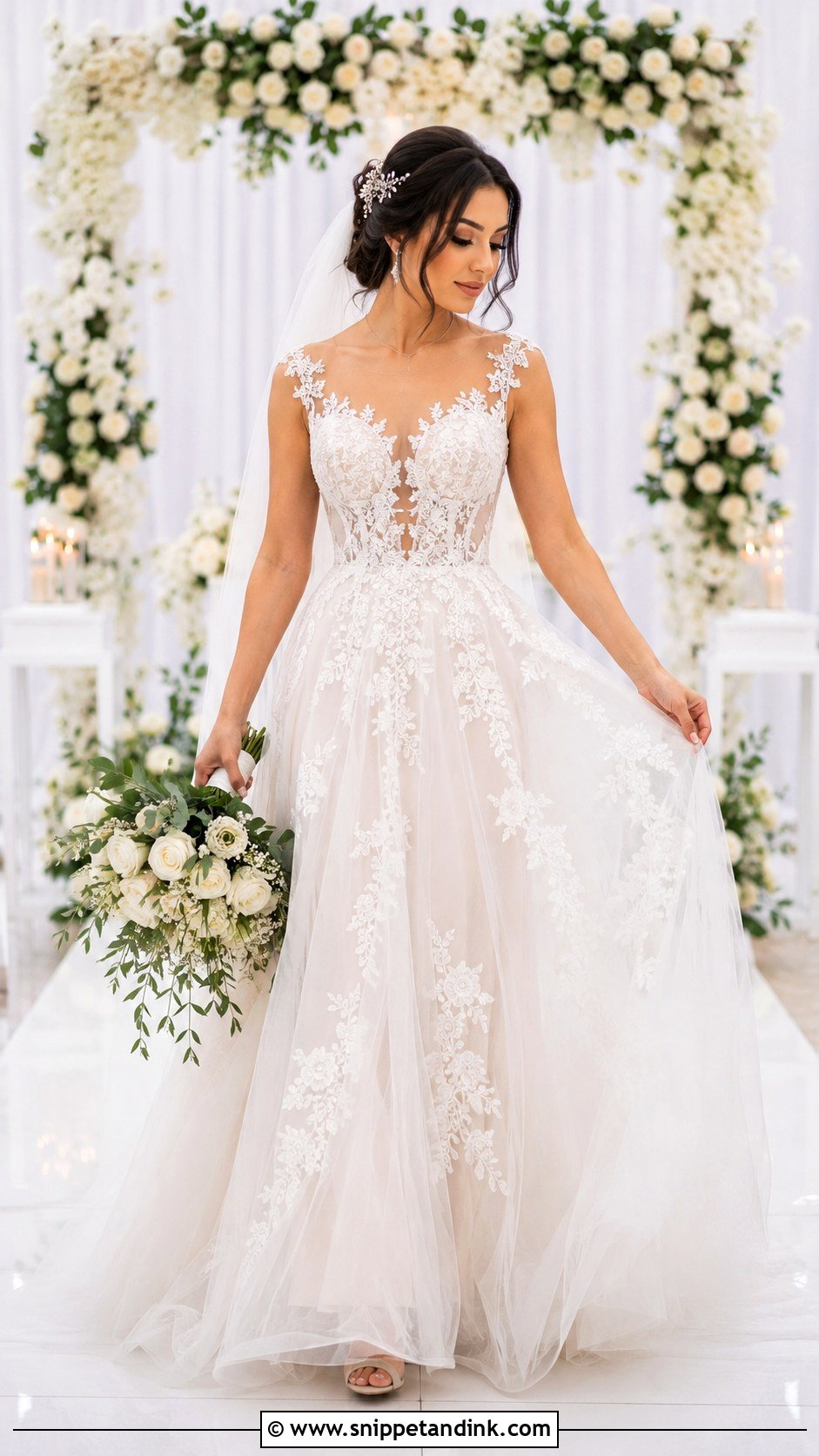 Persian Wedding Dress With A Sheer Illusion Bodice - Snippet and Ink - 25 Persian Wedding Dress Ideas