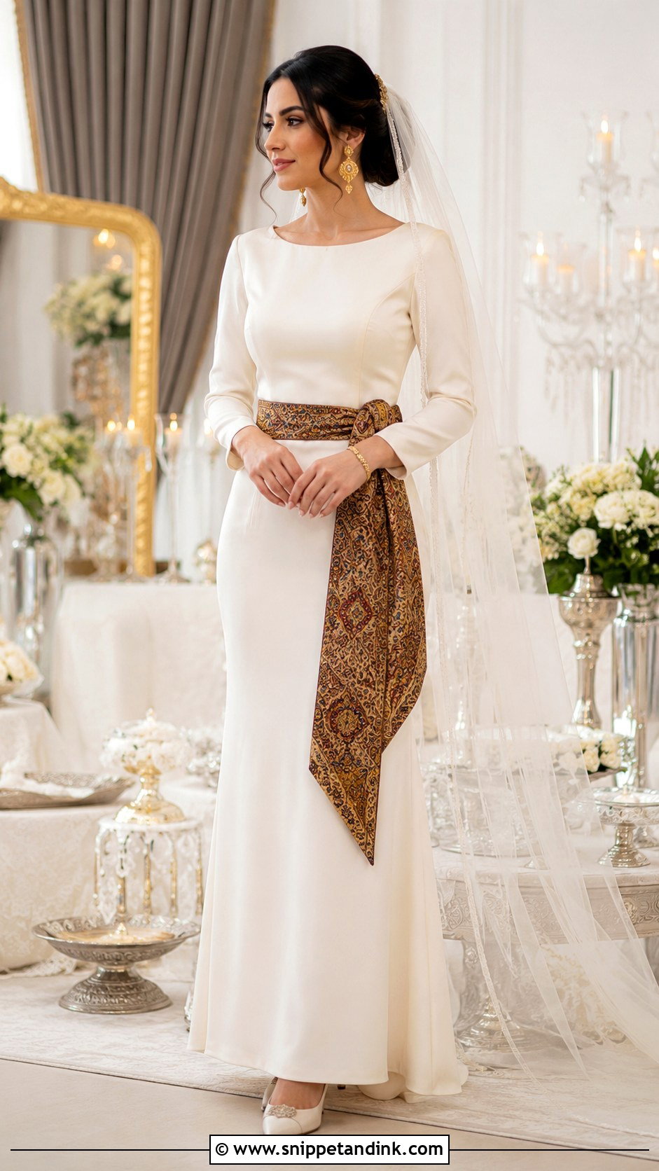 Persian Wedding Dress With A Traditional Termeh Accent - Snippet and Ink - 25 Persian Wedding Dress Ideas