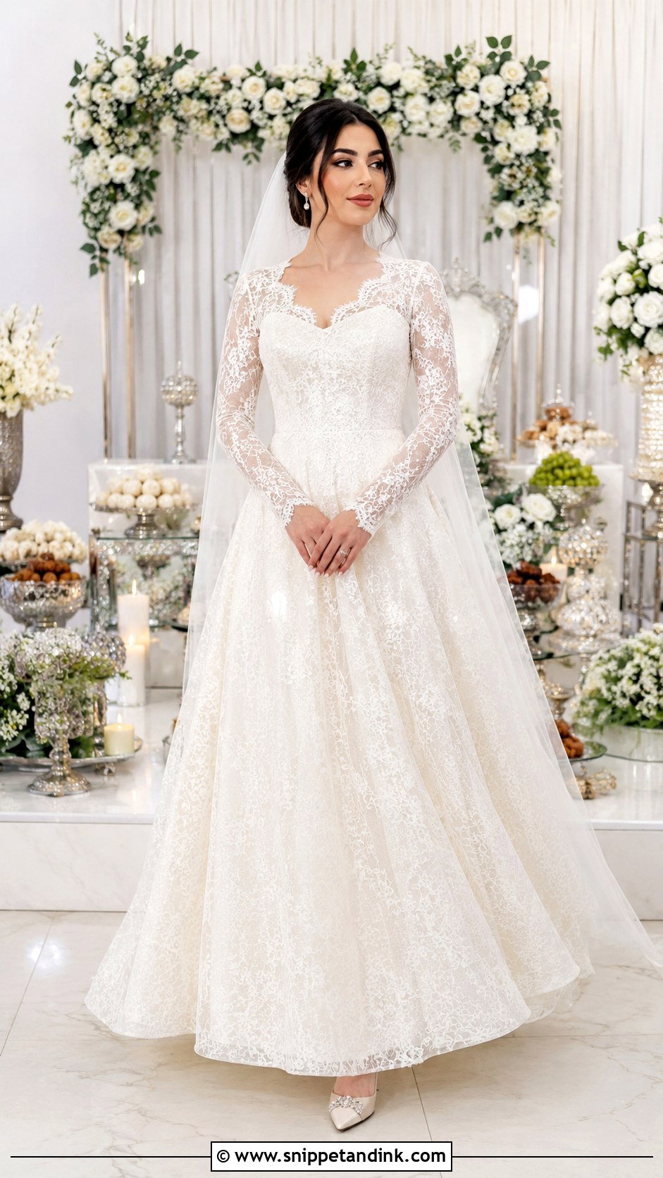 Persian Wedding Dress With Long Lace Sleeves - Snippet and Ink - 25 Persian Wedding Dress Ideas