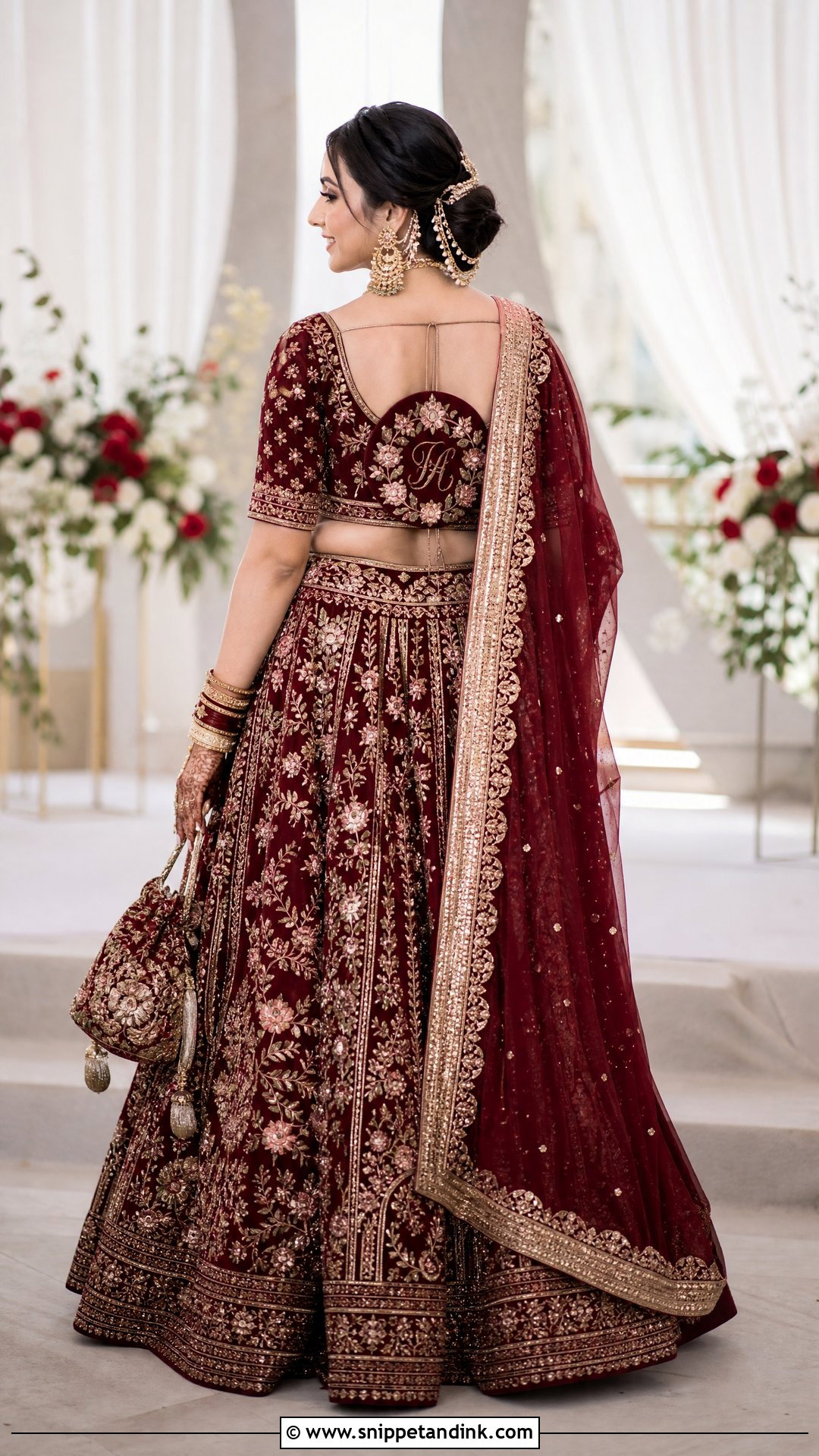 Personalized Bridal Choli With Embroidered Details - Snippet and Ink - 20 Indian Bridal Bride Choli Ideas