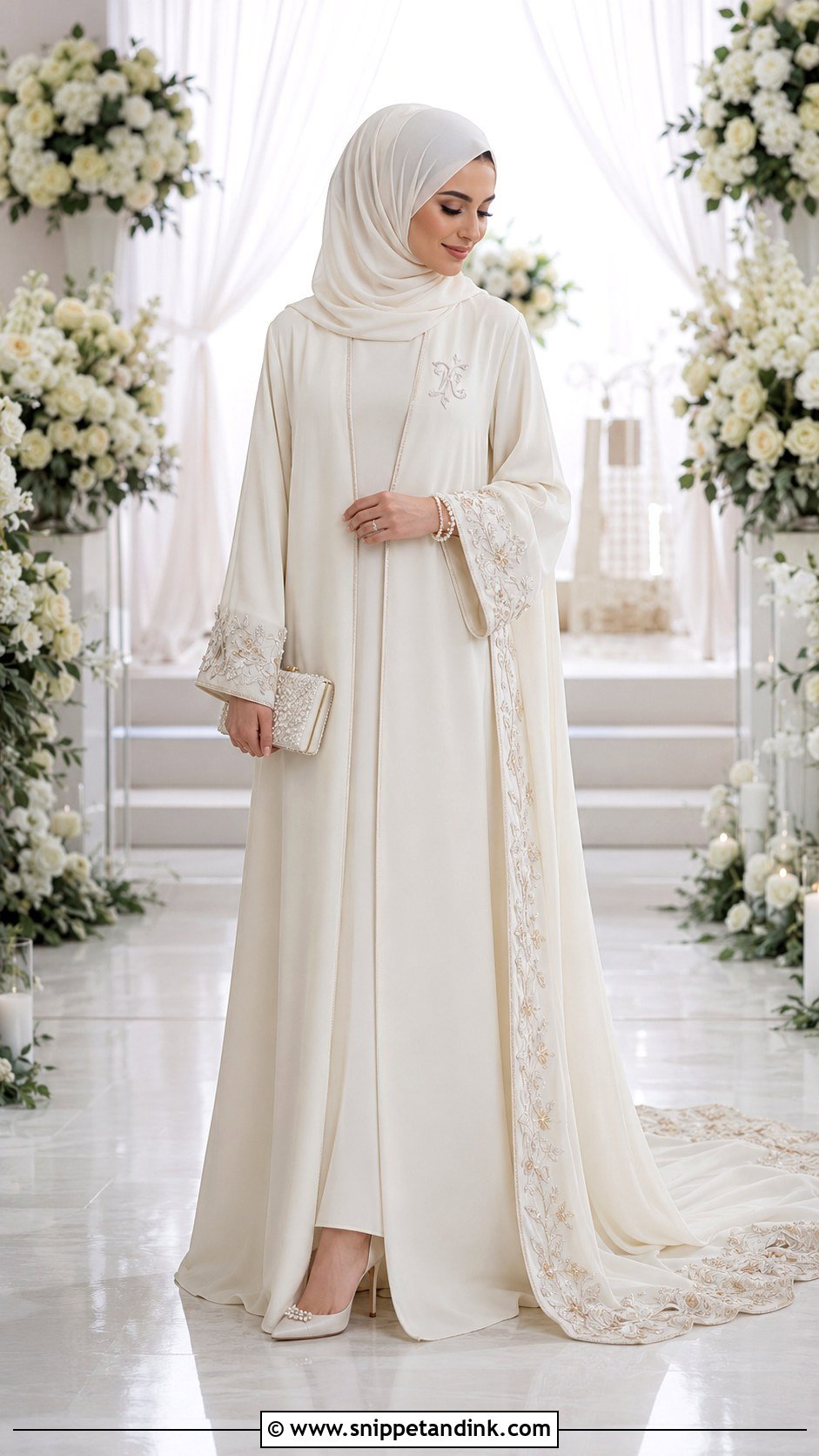 Personalized Embroidered Bride Abaya - Snippet and Ink - 20 Bride Abaya Ideas