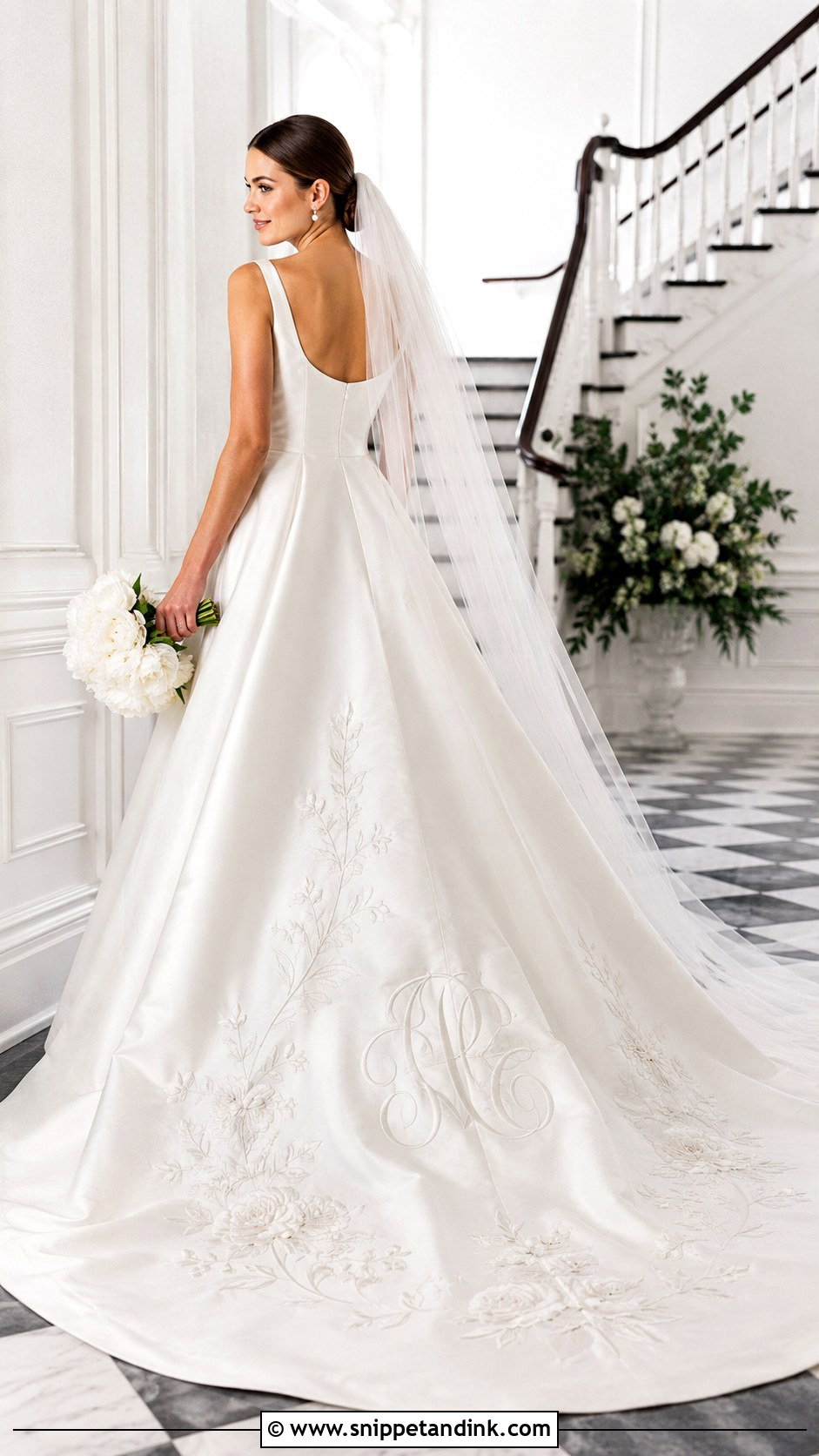 Personalized Embroidered Wedding Gown With Train - Snippet and Ink - 20 Embroidered Wedding Gown Ideas