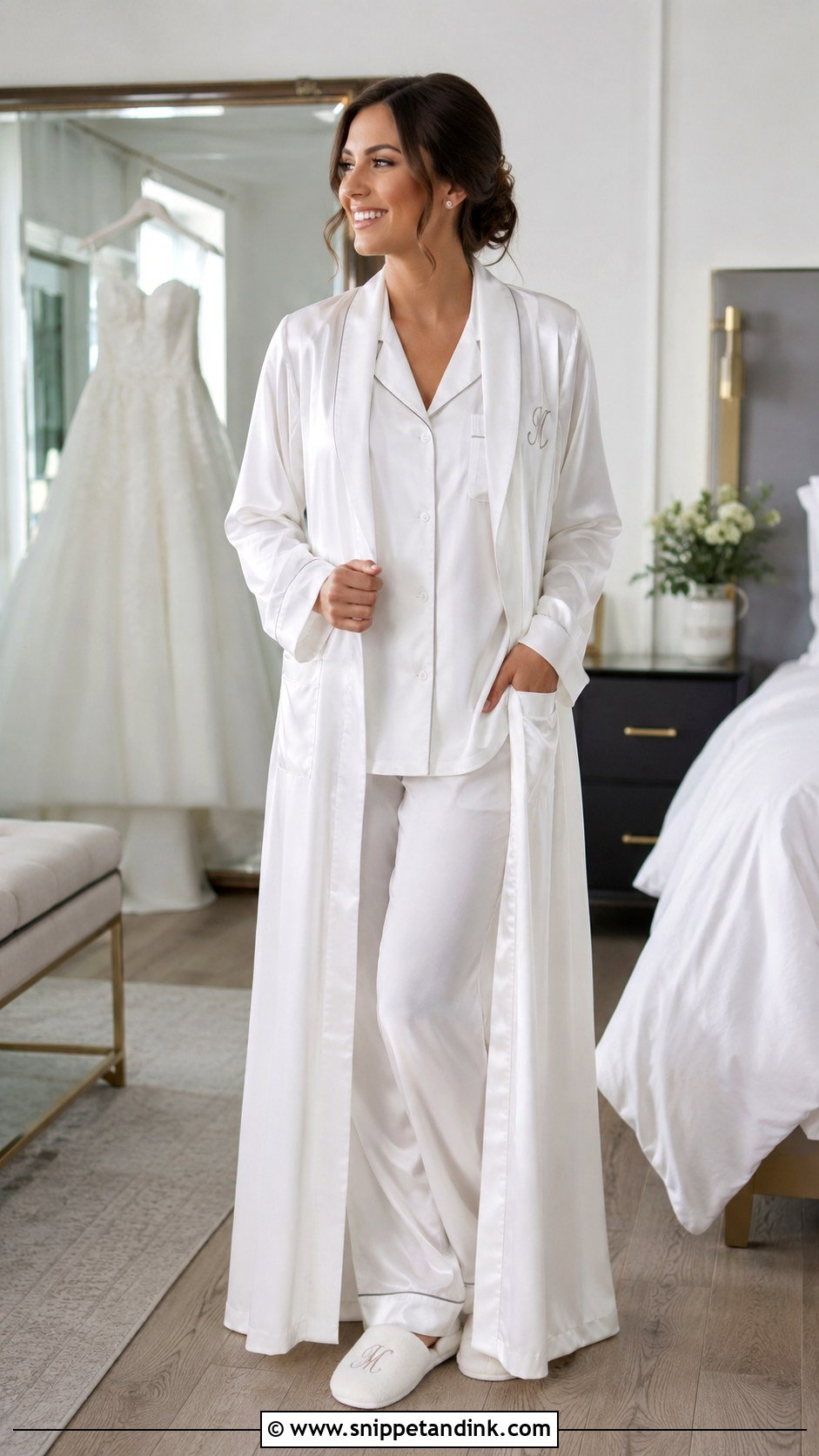 Personalized Long Bridal Robe - Snippet and Ink - 20 Long Bridal Robes Ideas