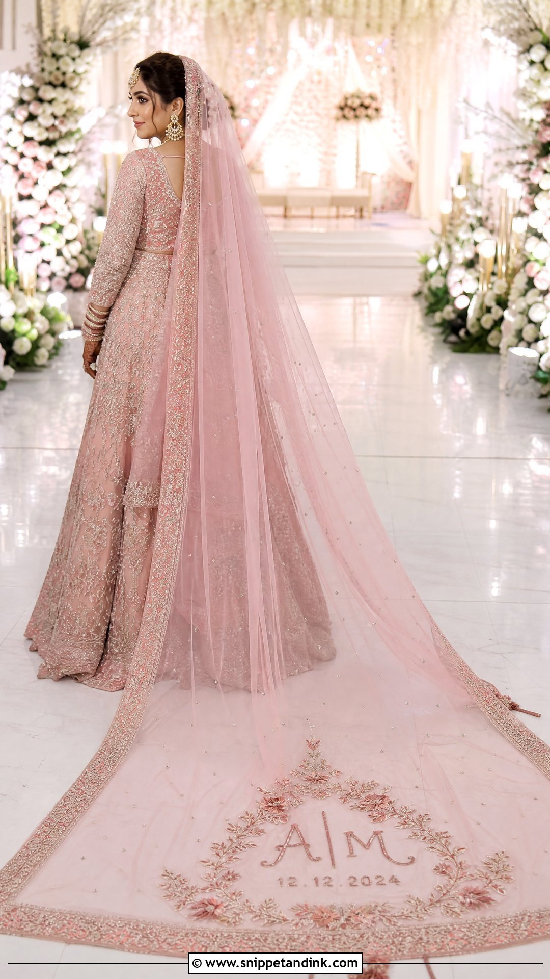 Personalized Name Trail Dupatta - Snippet and Ink - 20 Trail Dupatta Bridal Ideas