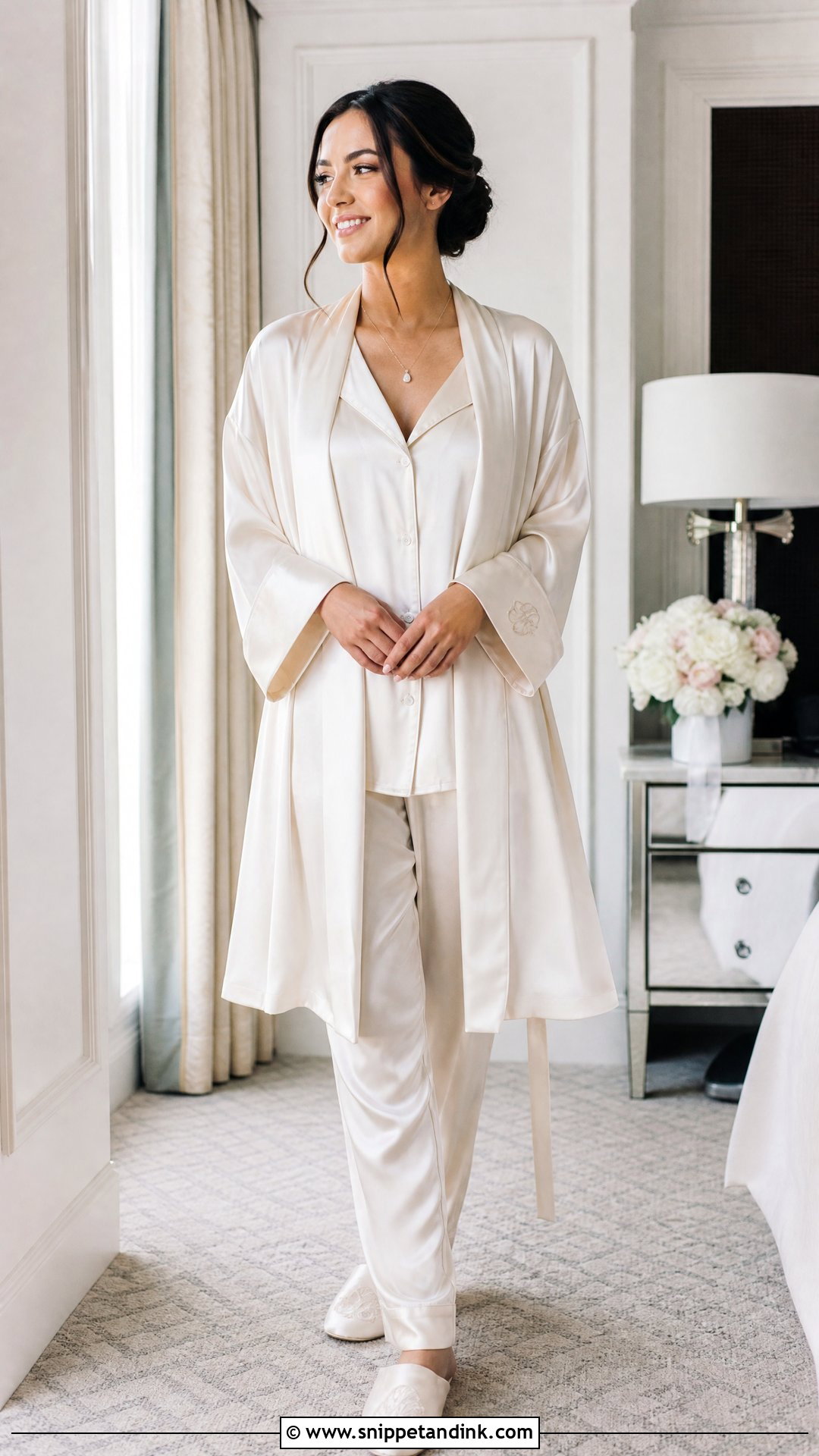 Personalized Silk Bridal Robe With Monogram - Snippet and Ink - 20 Silk Bridal Robe Ideas