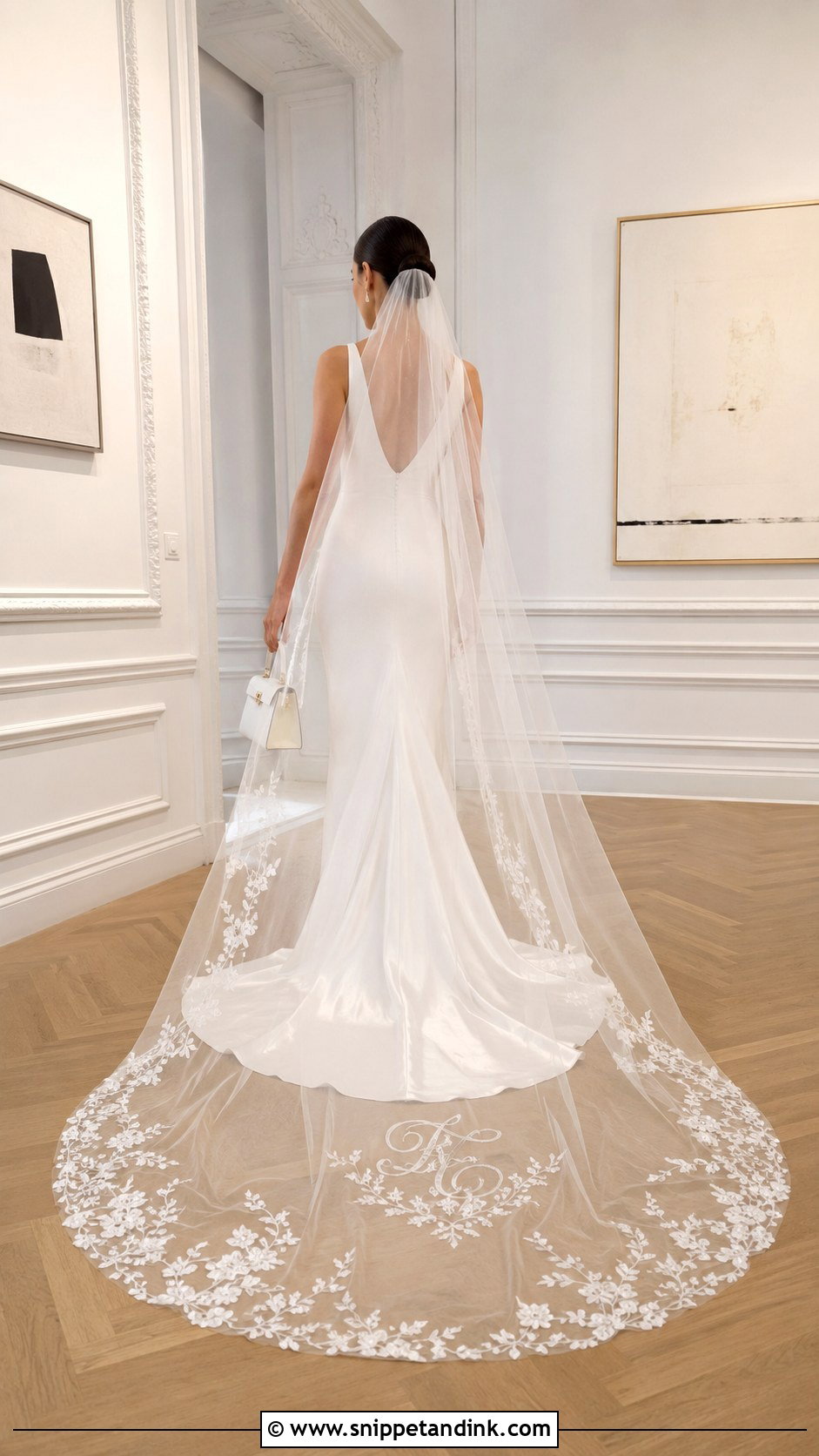 Personalized Silk Veil With Satin Wedding Gown - Snippet and Ink - 20 Silk Veil Ideas