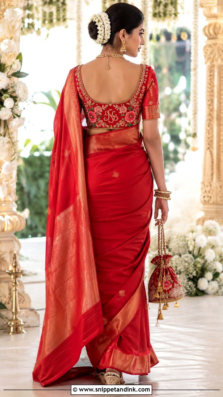 Personalized Wedding Blouse With Bridal Saree - Snippet and Ink - 20 Wedding Blouse Designs