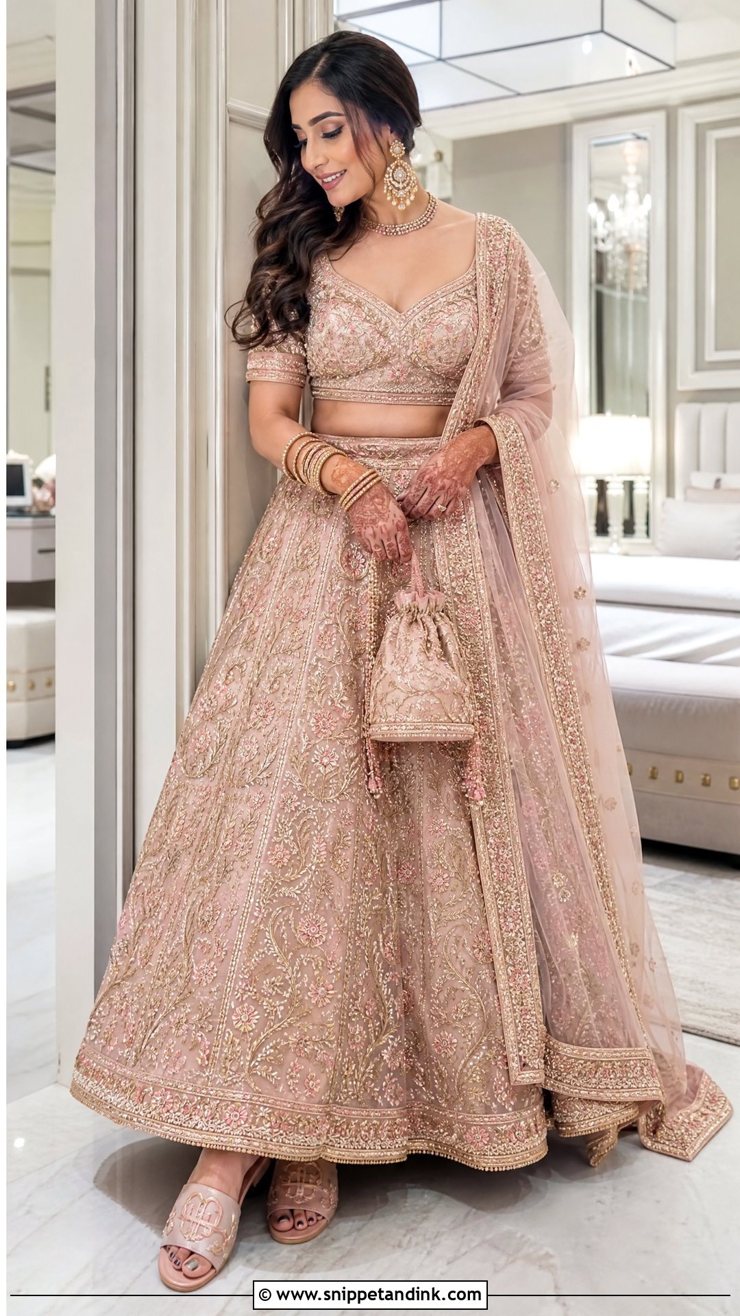 Personalized Wedding Chappal With Bridal Lehenga - Snippet and Ink - 20 Wedding Chappal for Bride Ideas