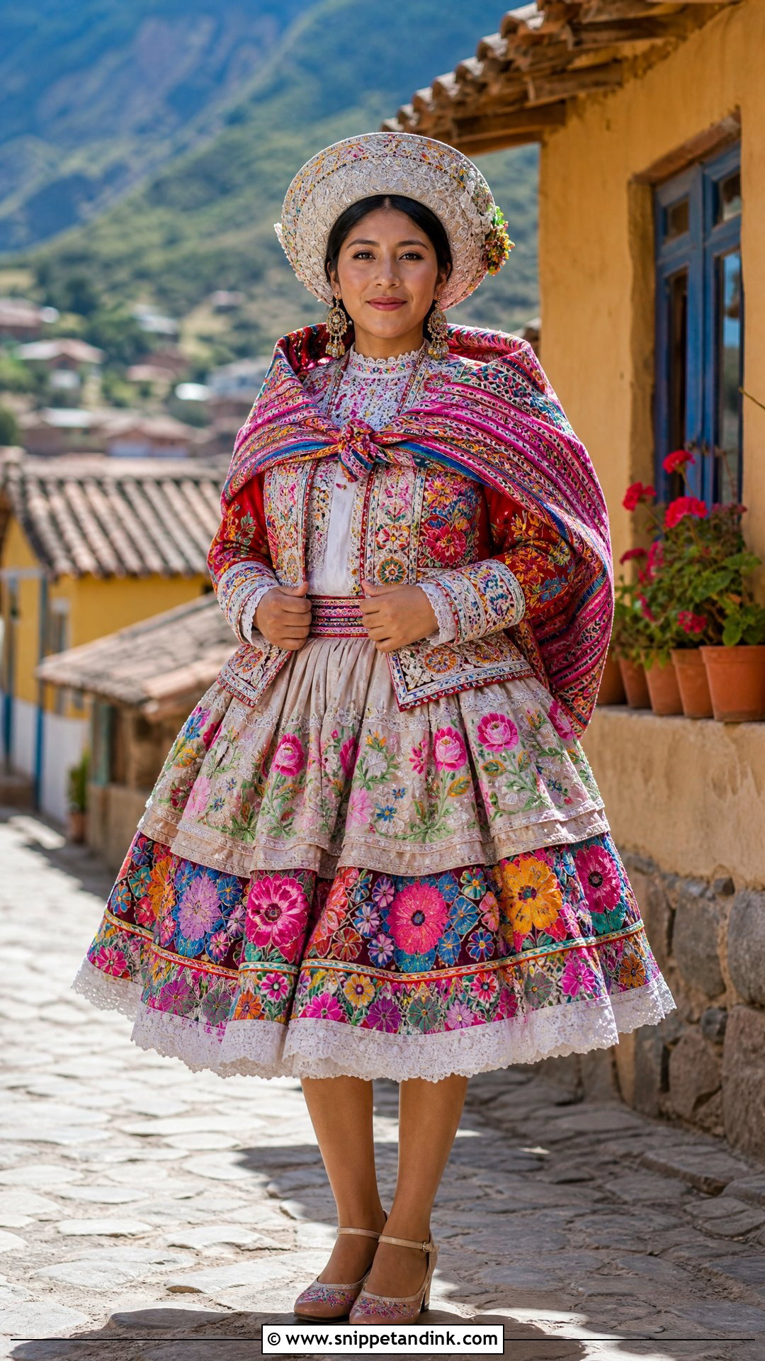 Peruvian Traditional Marriage Dress With Layered Pollera - Snippet and Ink - 20 Traditional Marriage Dress for Women Ideas