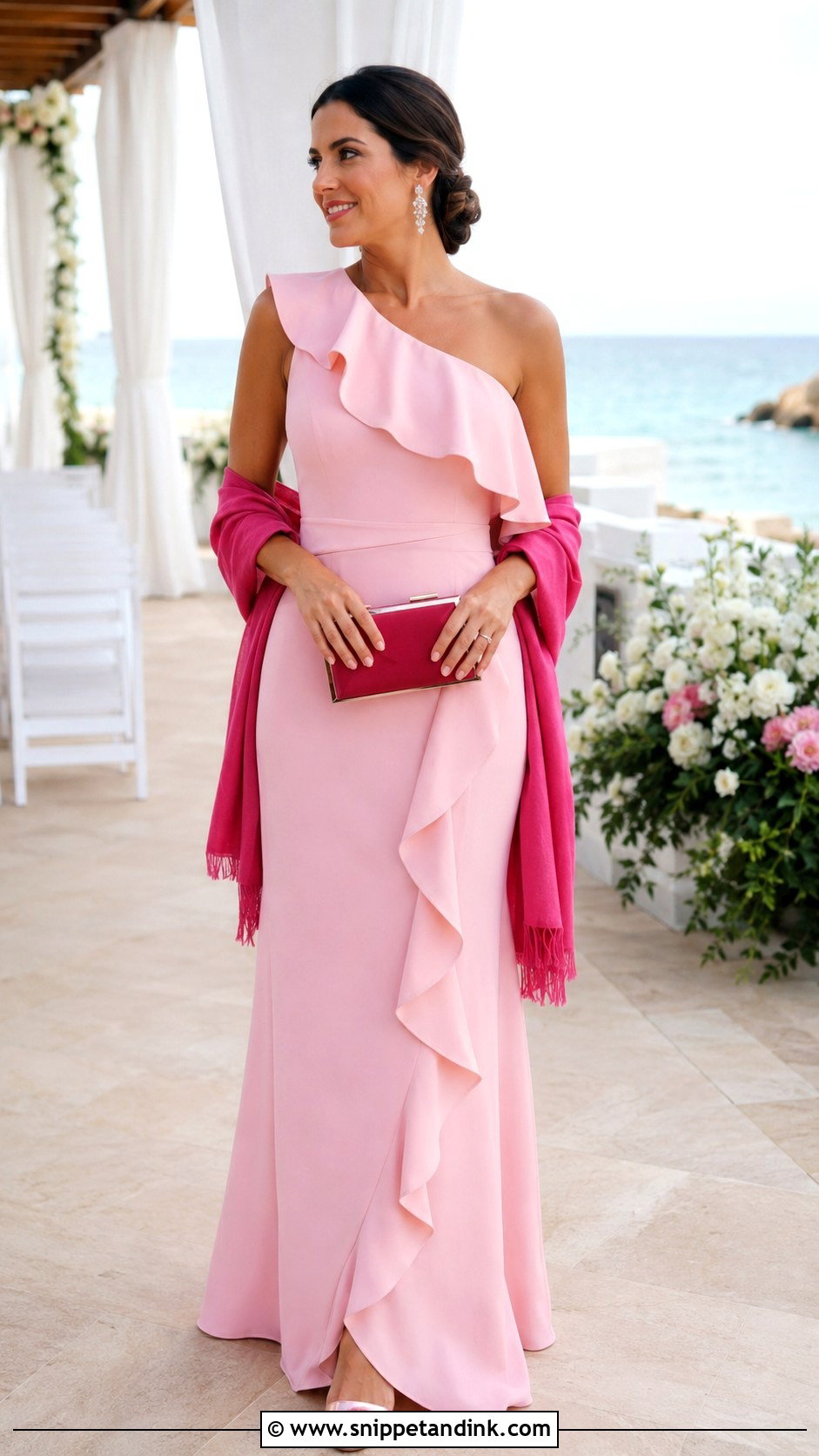 Petal Pink Coastal Formal Ruffle Gown - Snippet and Ink - 20 Coastal Formal Wedding Attire Ideas