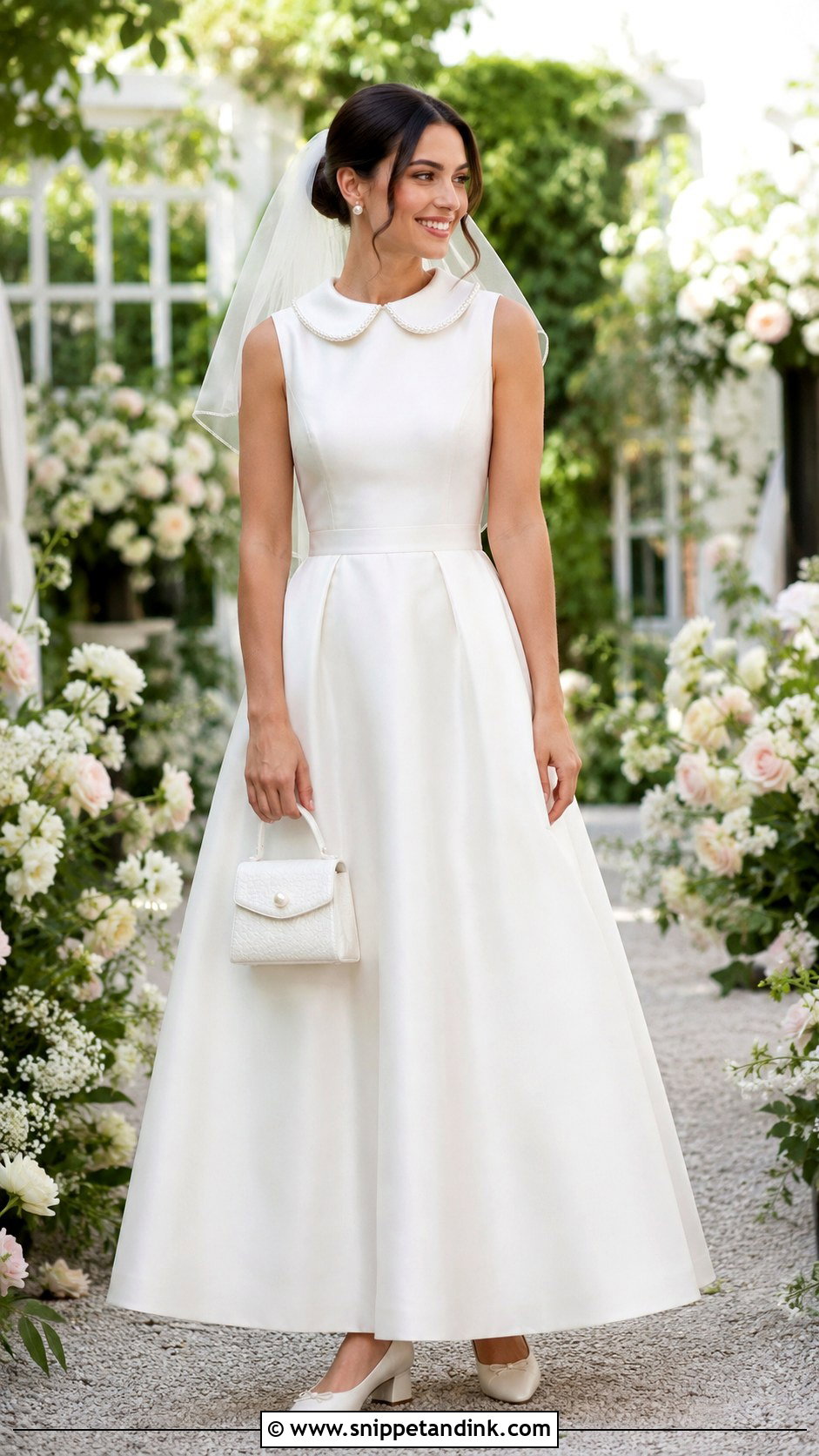 Peter Pan Collar A Line Wedding Dress - Snippet and Ink - 20 Collar Wedding Dress Ideas