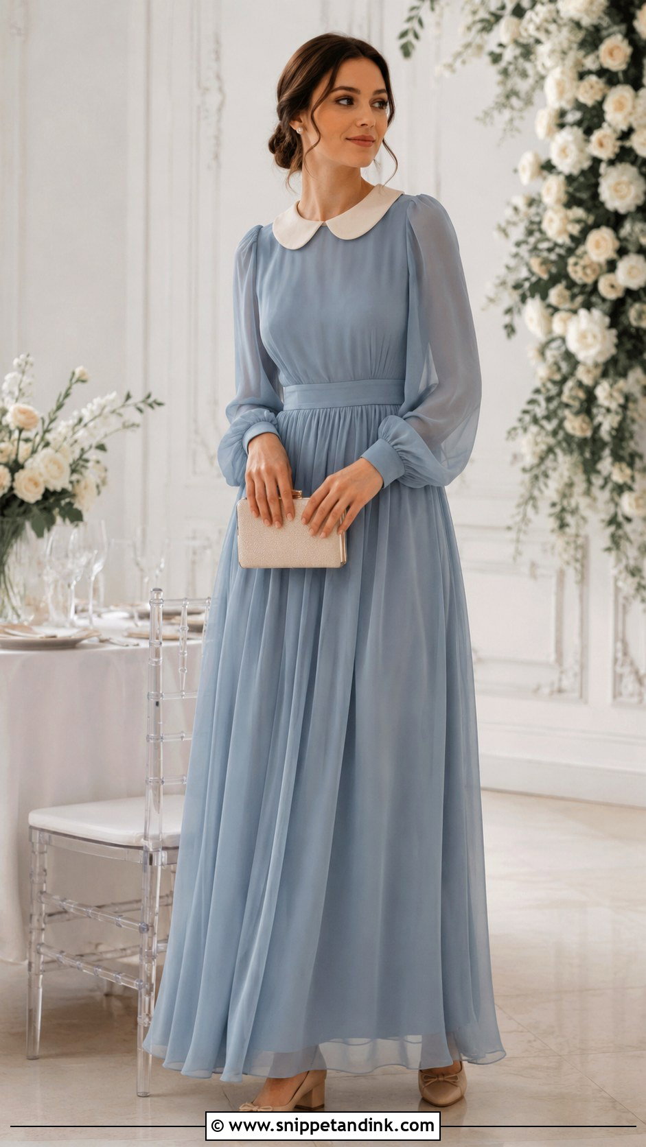 Peter Pan Collar Gown - Snippet and Ink - 20 Collar Gown Design Ideas