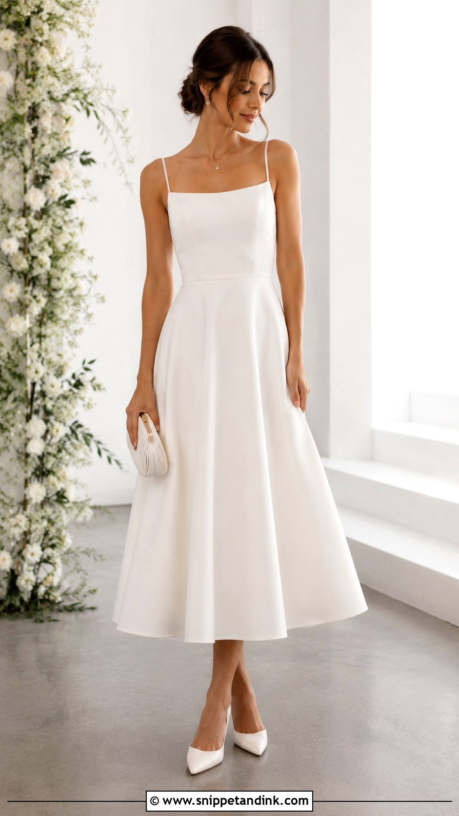 Petite A Line Wedding Dress With Pointed Heels - Snippet and Ink - 25 Small Wedding Dress Ideas