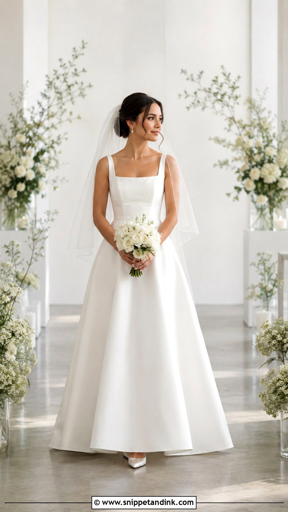 Petite A Line Wedding Dress With Simple Accessories - Snippet and Ink - 20 A Shape Wedding Dress Ideas