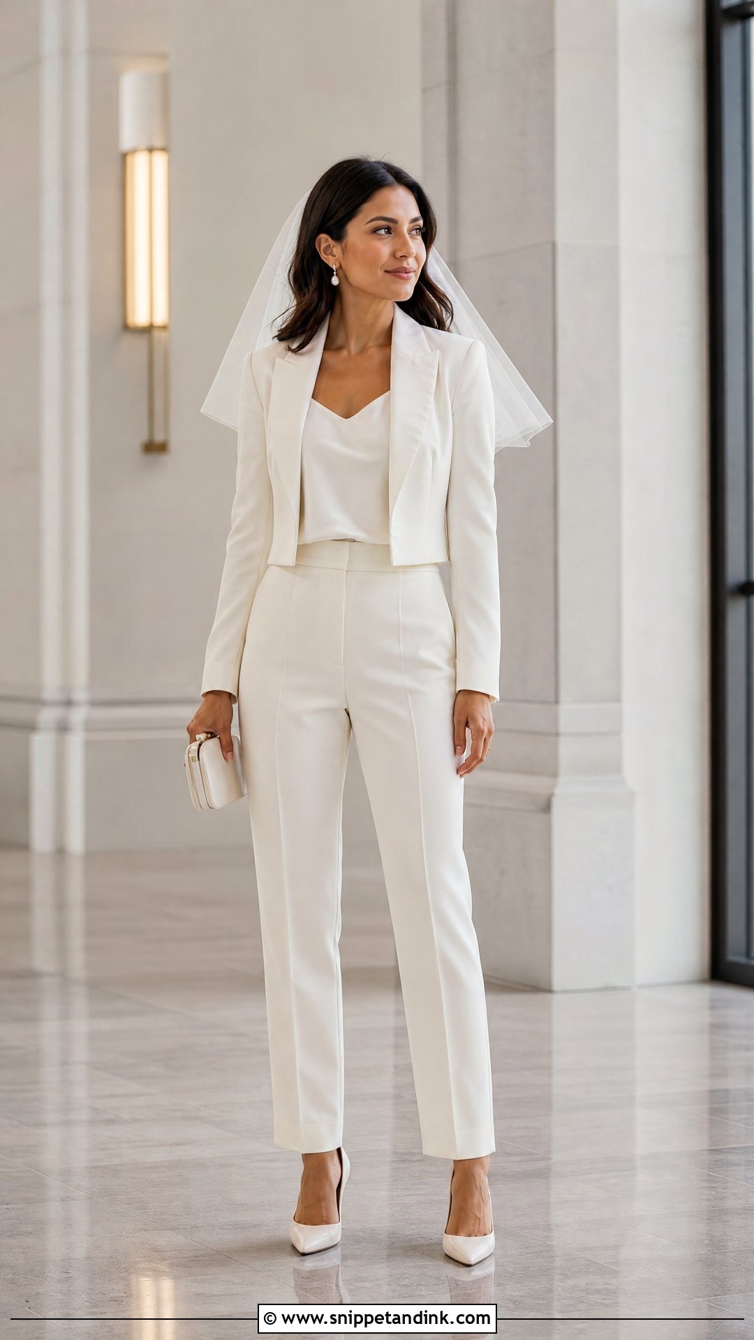 Petite Ankle Length Wedding Suit - Snippet and Ink - 20 Womens Wedding Suit Ideas