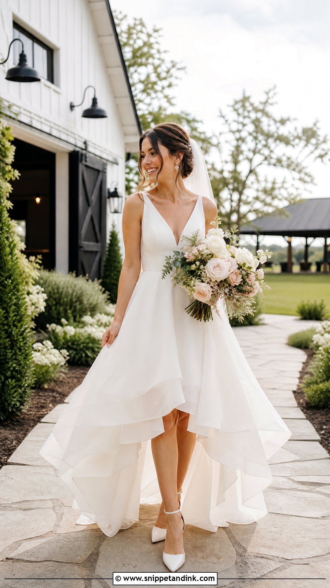 Petite Barn Wedding Dress With High Low Hem - Snippet and Ink - 25 Barn Wedding Dresses