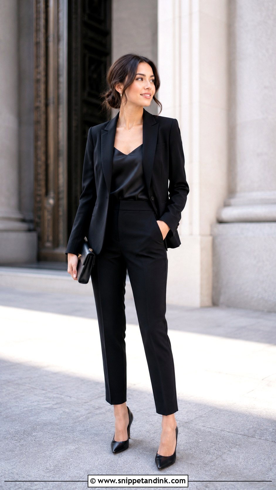Petite Black Wedding Suit With Ankle Pants - Snippet and Ink - 20 Black Wedding Suit Women Ideas