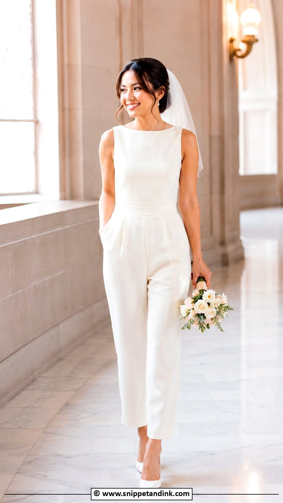 Petite Bridal Jumpsuit With Cropped Hem - Snippet and Ink - 30 Bridal Jumpsuit Ideas
