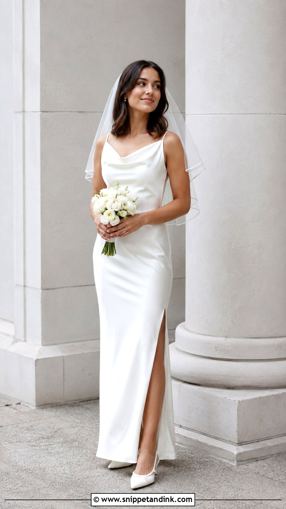 Petite Bride Column Wedding Dress - Snippet and Ink - 20 Short Bride Ideas