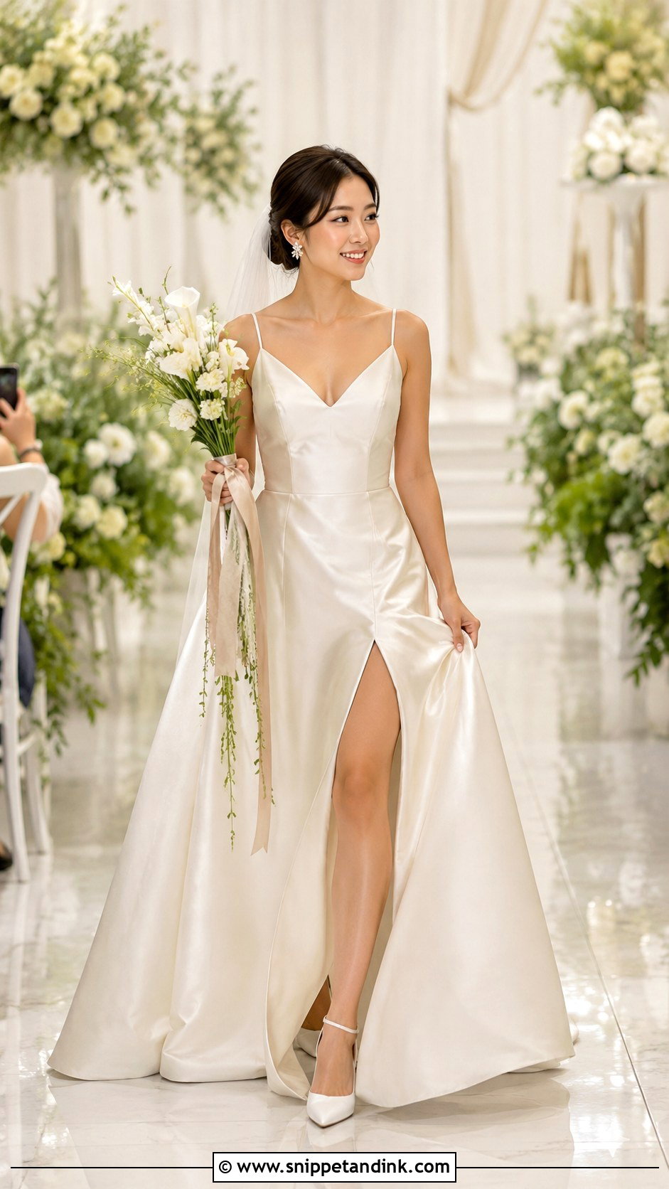 Petite Bride High Slit Wedding Dress - Snippet and Ink - 20 Short Bride Ideas