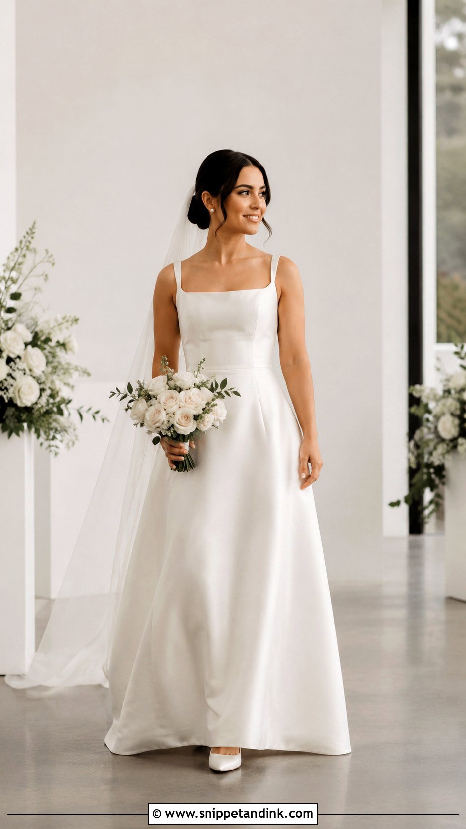 Petite Bride Square Neck Wedding Dress - Snippet and Ink - 20 Short Bride Ideas