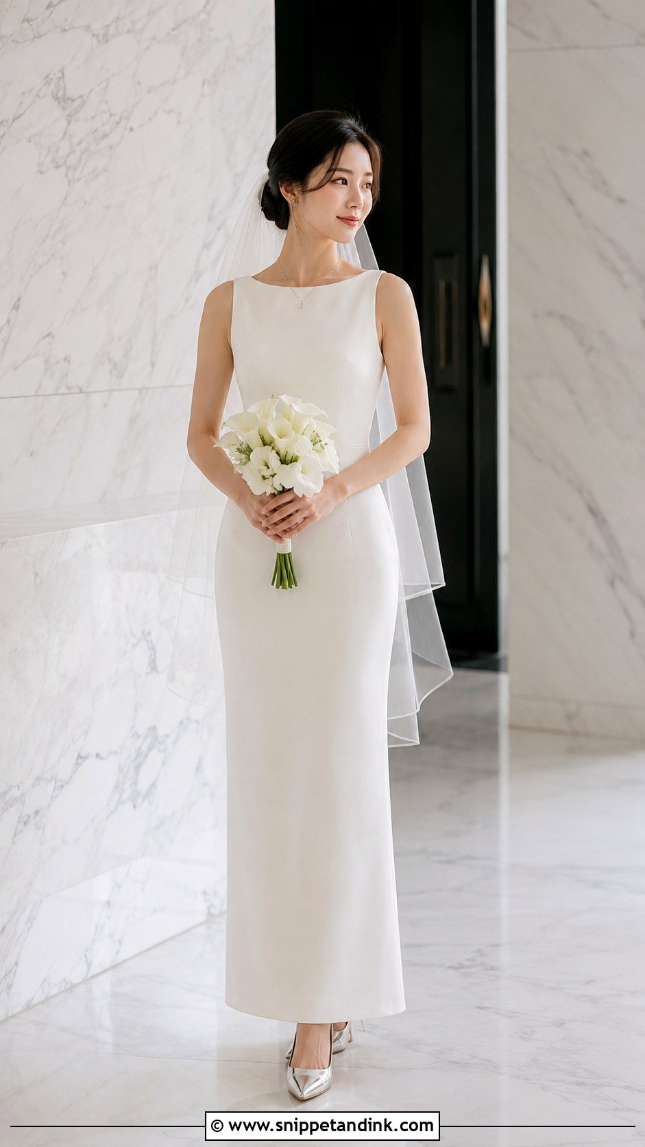 Petite Column Ankle Length Wedding Dress - Snippet and Ink - 20 Ankle Wedding Dress Ideas