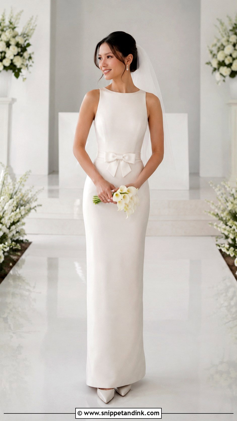 Petite Column Bow Back Wedding Dress - Snippet and Ink - 20 Bow Back Wedding Dress Ideas