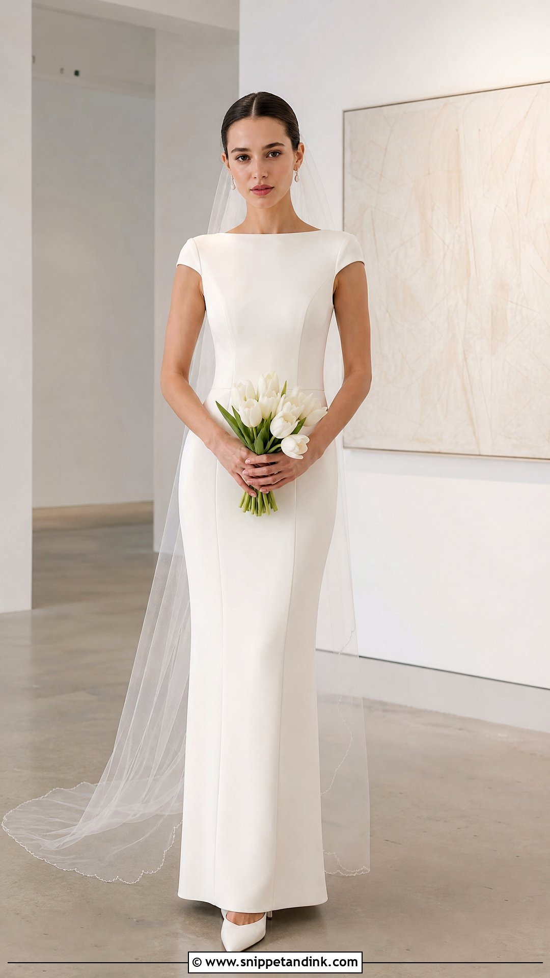Petite Column Sabrina Wedding Dress - Snippet and Ink - 20 Sabrina Wedding Dress Ideas
