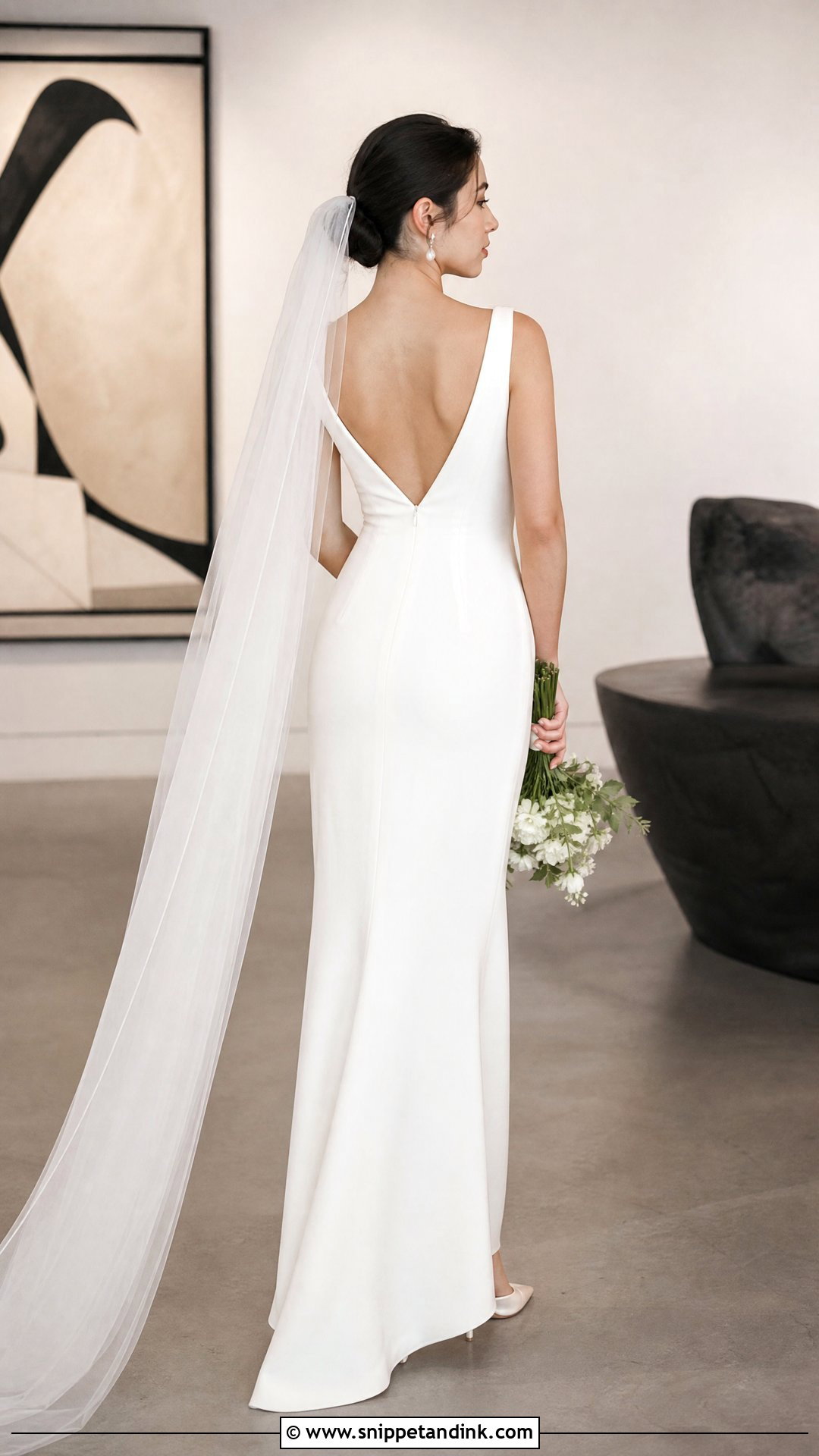 Petite Column V Back Wedding Dress - Snippet and Ink - 20 V Back Wedding Dress Ideas
