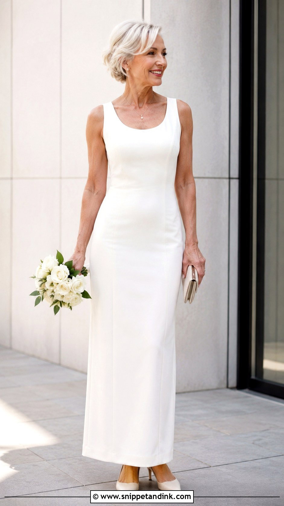 Petite Column Wedding Dress With Kitten Heels - Snippet and Ink - 20 Casual Wedding Dress for Second Marriage Older Bride Ideas
