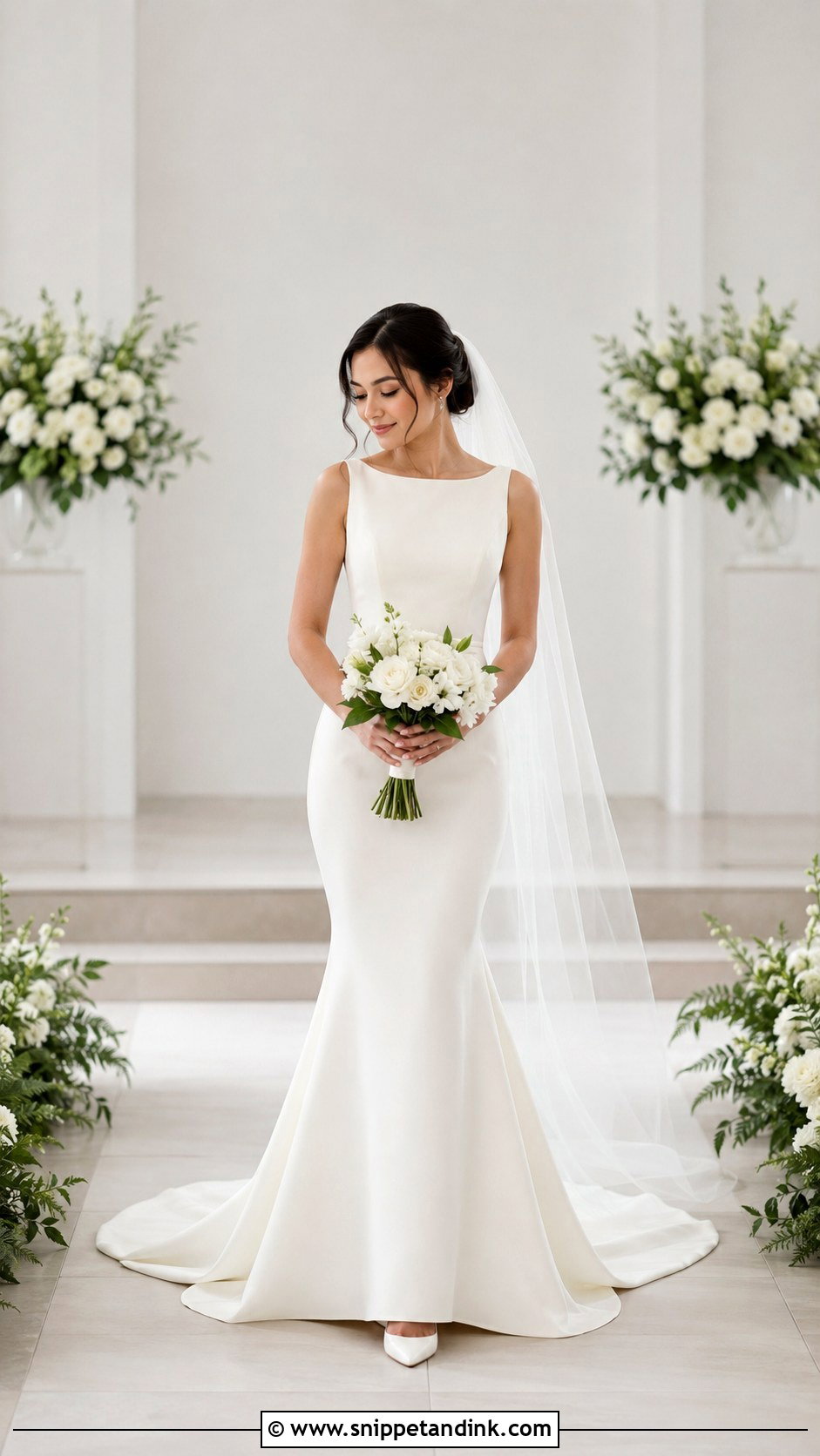 Petite Crepe Trumpet Wedding Dress - Snippet and Ink - 20 Form Fitting Wedding Dresses