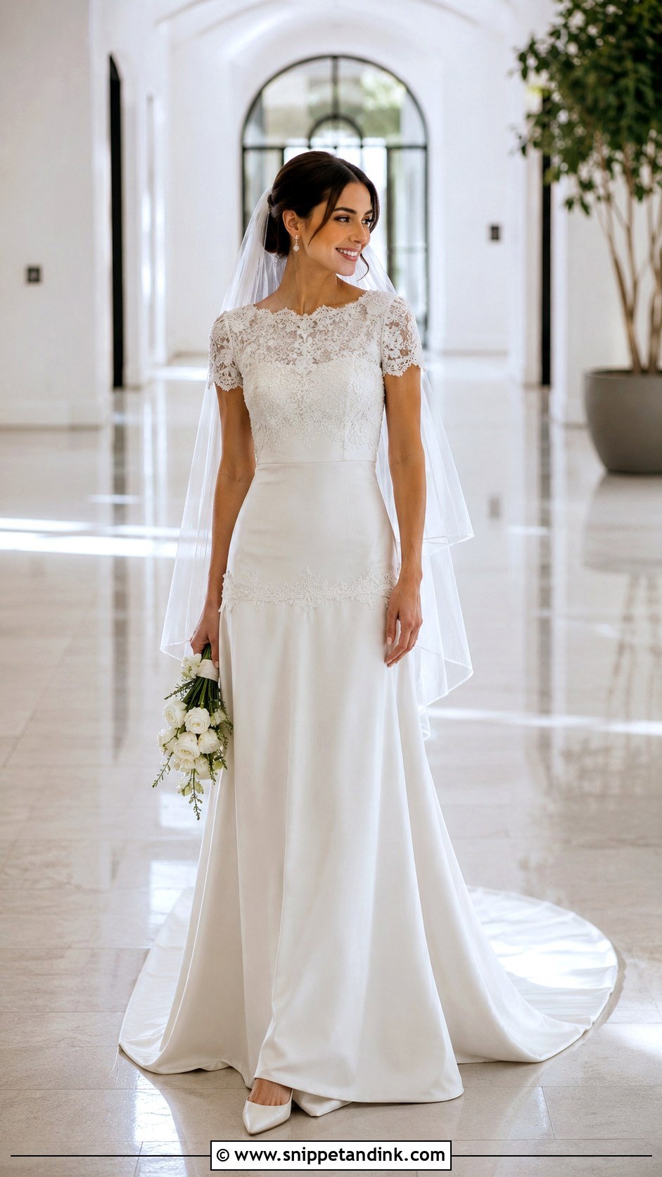 Petite Drop Waist Wedding Dress With Short Sleeves - Snippet and Ink - 20 Drop Waist Wedding Dress with Sleeves